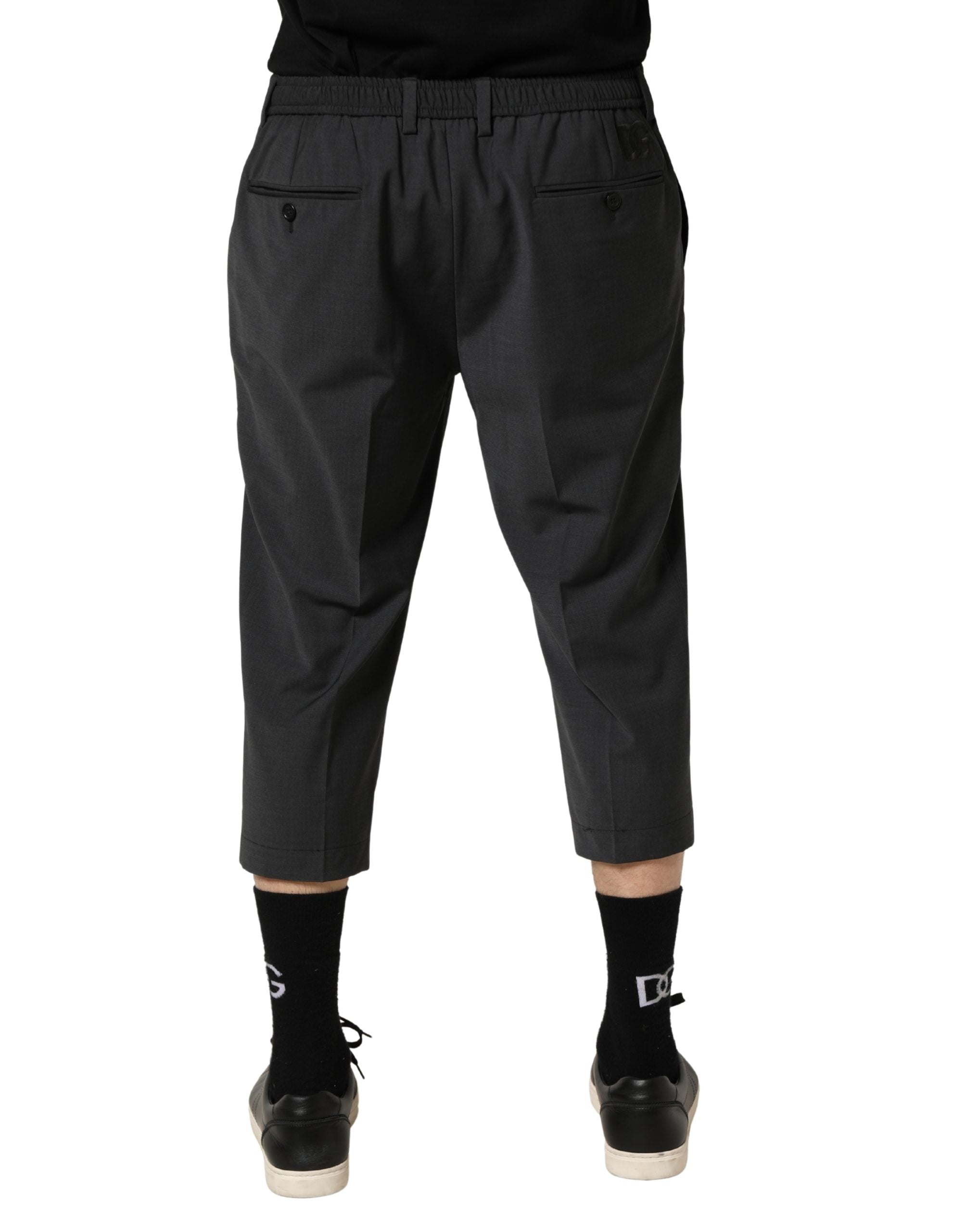 Dolce & Gabbana Dark Gray Wool Cropped Chino Trouser Pants Dolce & Gabbana