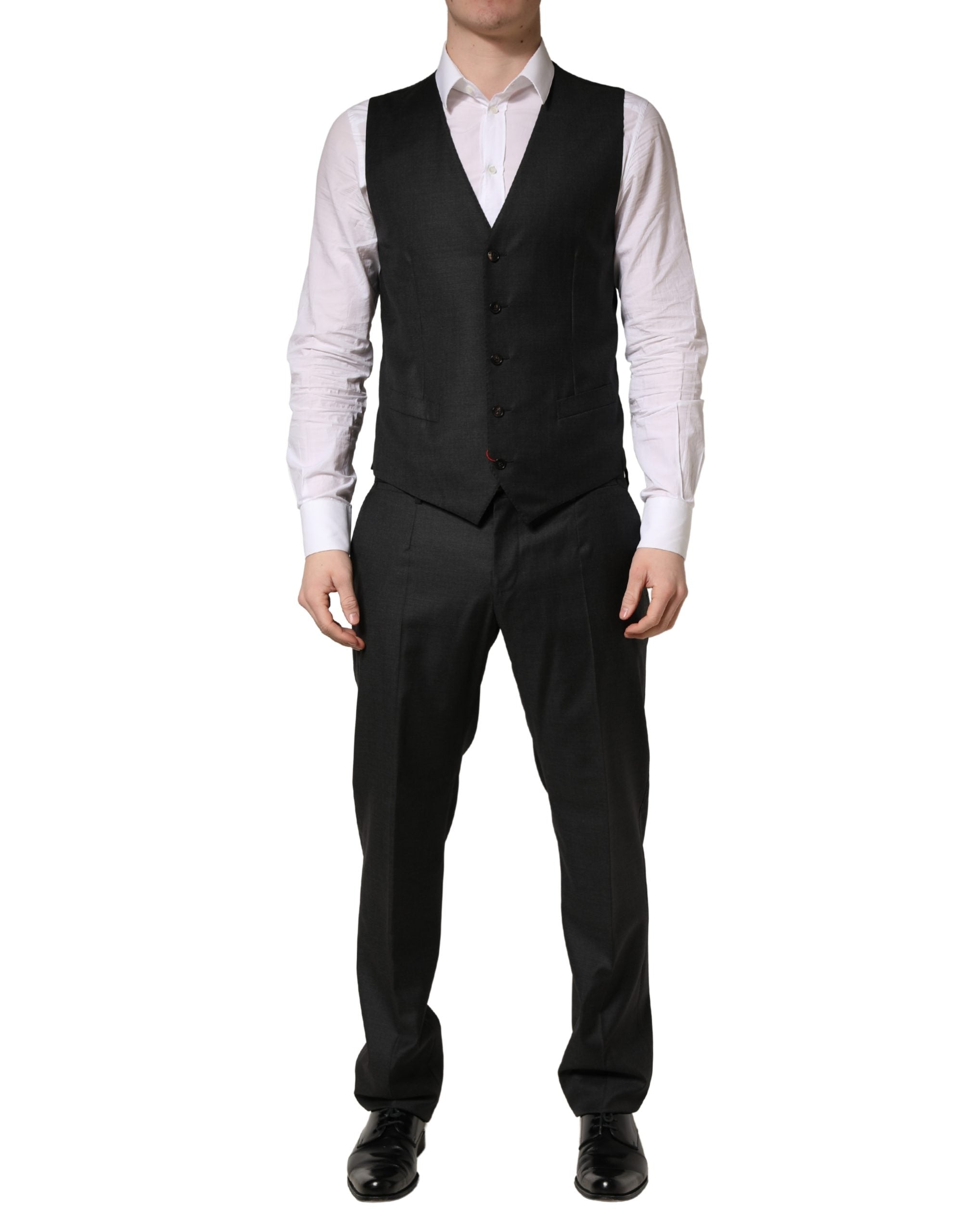 Dolce & Gabbana Black Wool Slim Fit Formal 3 Piece Men Suit Dolce & Gabbana