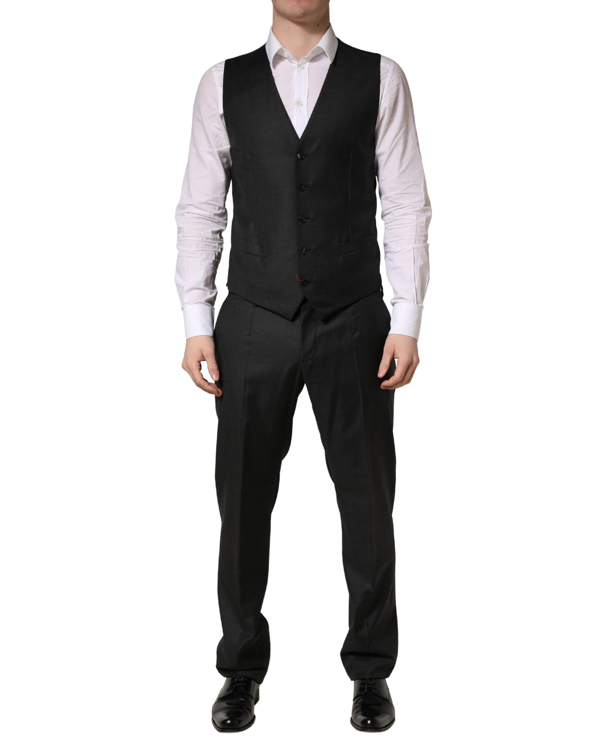 Dolce & Gabbana Dark Gray Wool Slim Fit Formal 3 Piece Men Suit