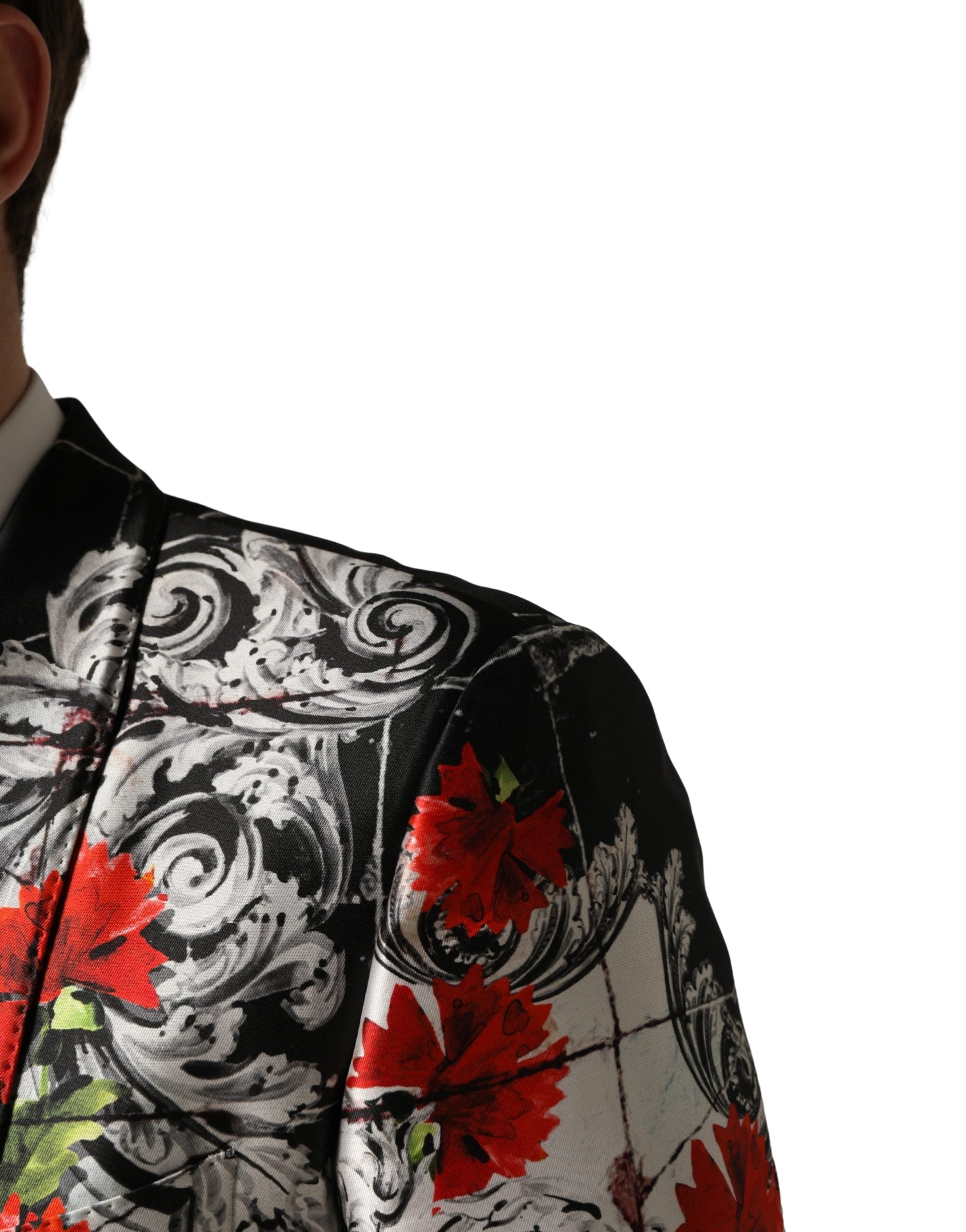 Dolce & Gabbana Black Floral 2 Buttons Formal 3 Piece Suit Dolce & Gabbana