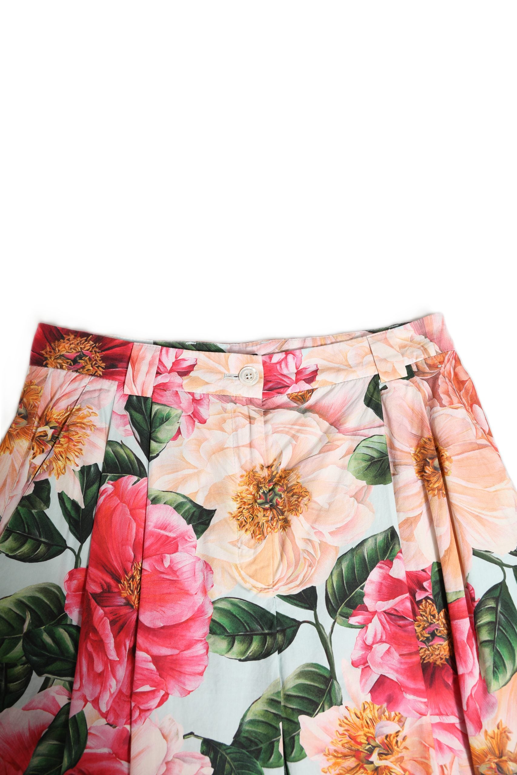 Dolce & Gabbana Multicolor Floral High Waist Cropped Pants Dolce & Gabbana
