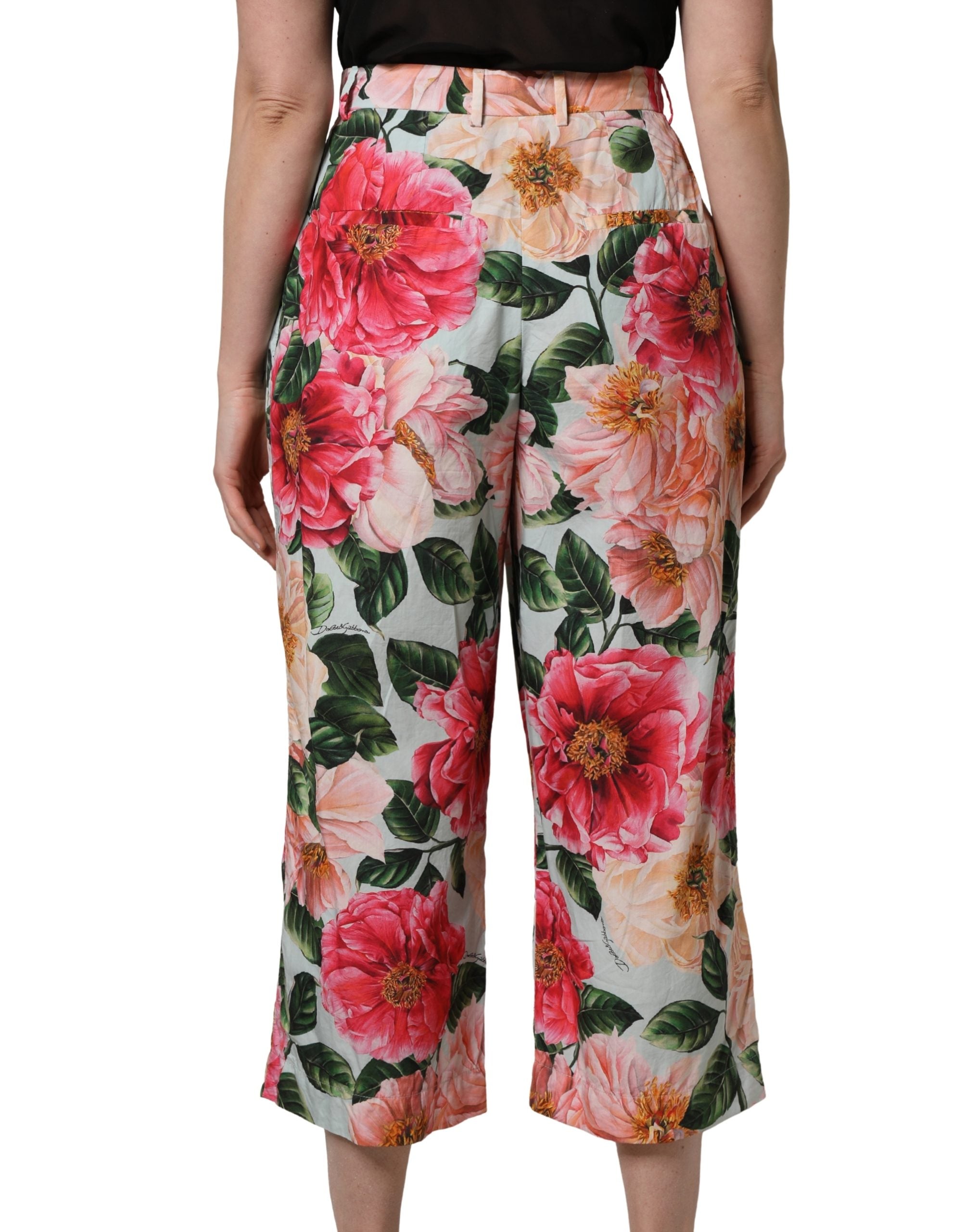Dolce & Gabbana Multicolor Floral High Waist Cropped Pants Dolce & Gabbana