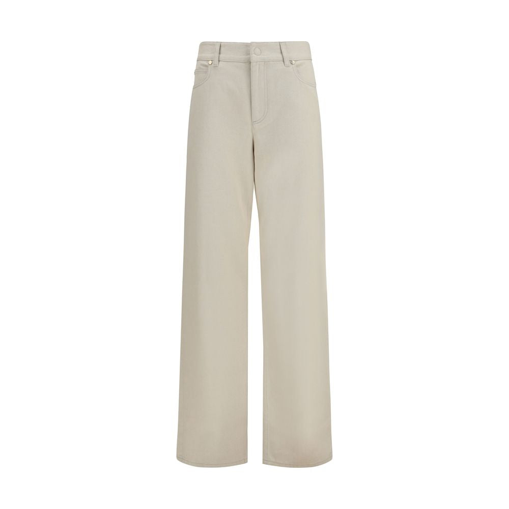 Fendi Beige Cotton Straight-Leg Jeans Fendi