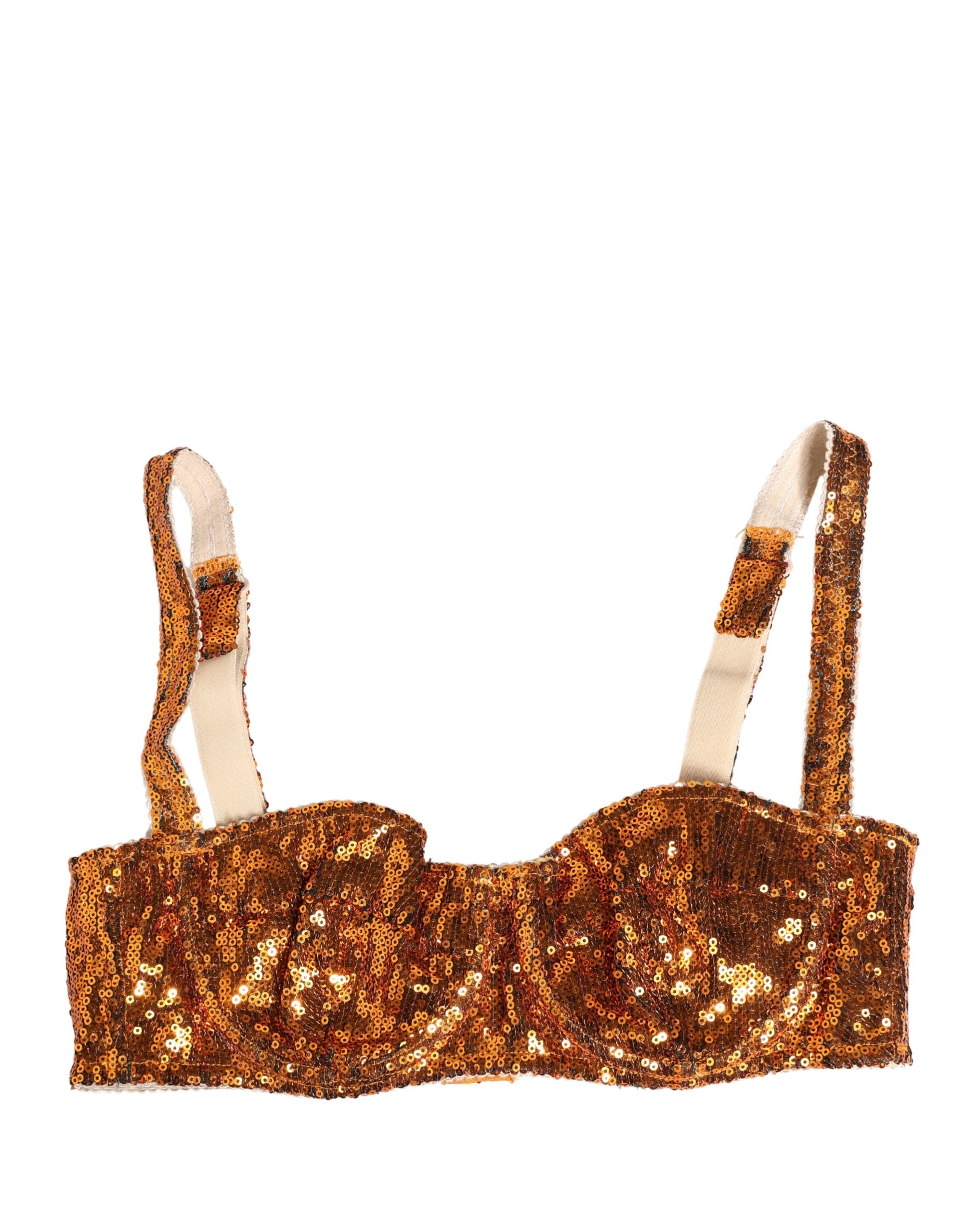 Dolce & Gabbana Gold Sequined Nyon Balconnet Bra Underwear Dolce & Gabbana