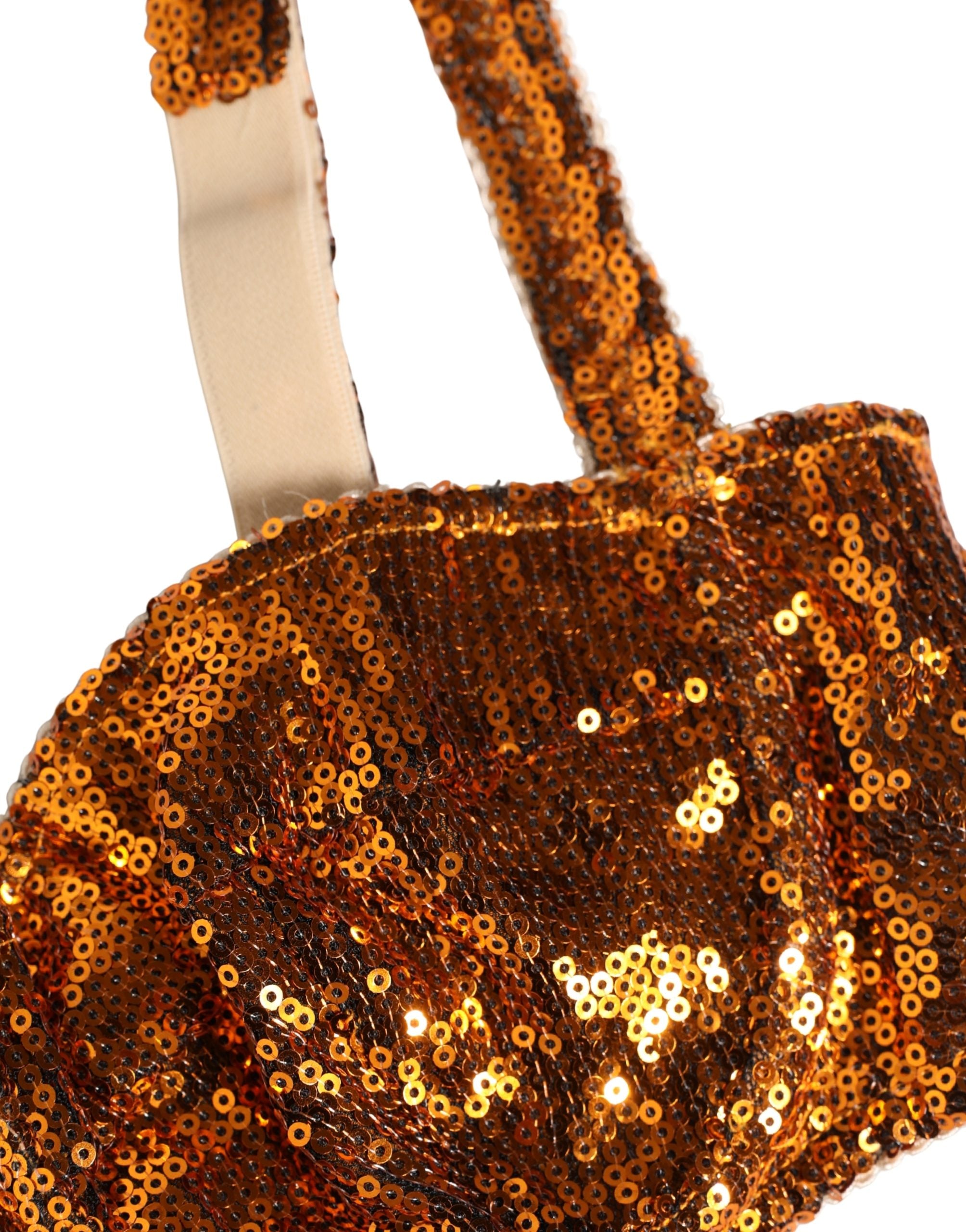 Dolce & Gabbana Gold Sequined Nyon Balconnet Bra Underwear Dolce & Gabbana