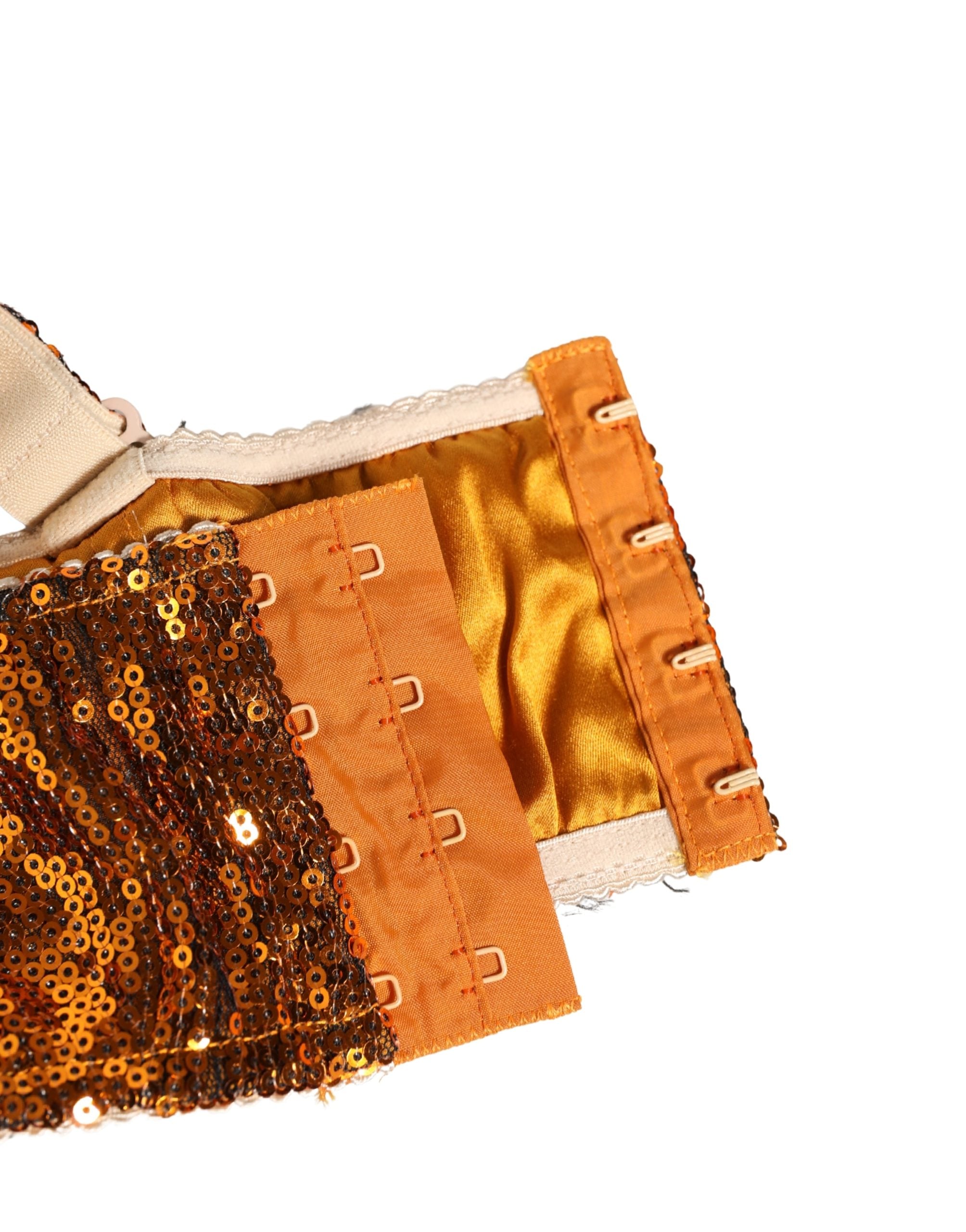 Dolce & Gabbana Gold Sequined Nyon Balconnet Bra Underwear Dolce & Gabbana
