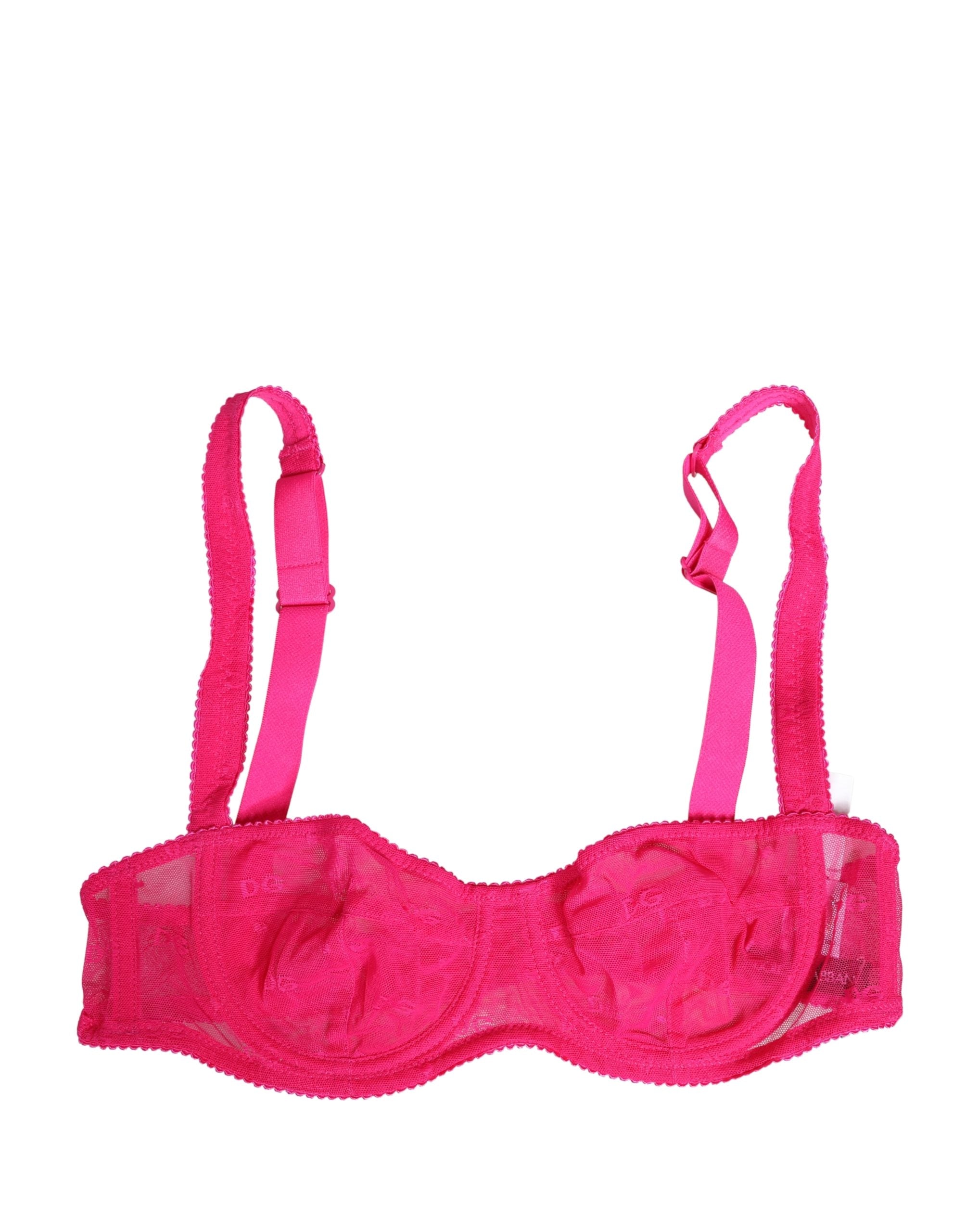 Dolce & Gabbana Pink Lace Mesh Underwire Balconnet Bra Underwear Dolce & Gabbana