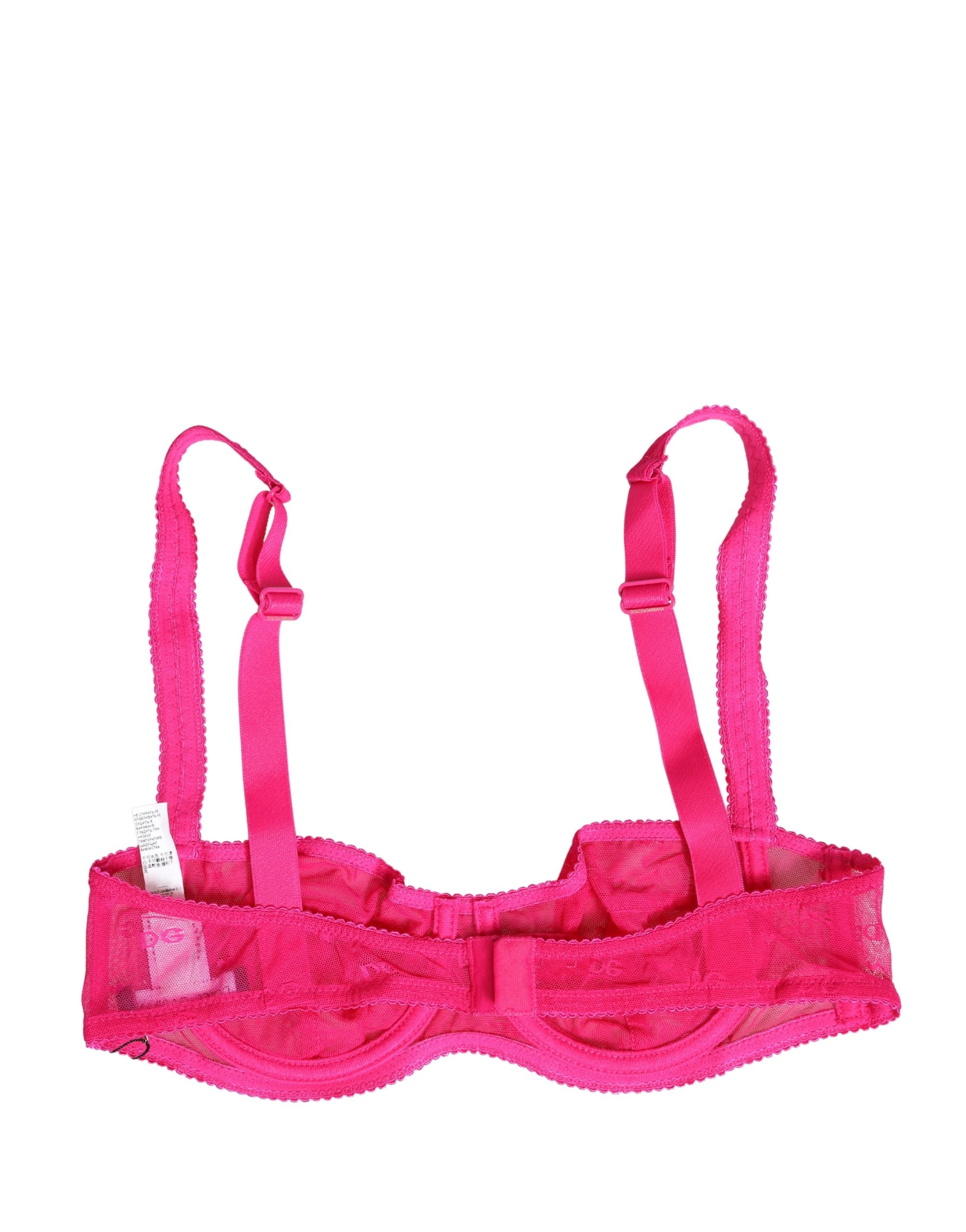 Dolce & Gabbana Pink Lace Mesh Underwire Balconnet Bra Underwear Dolce & Gabbana