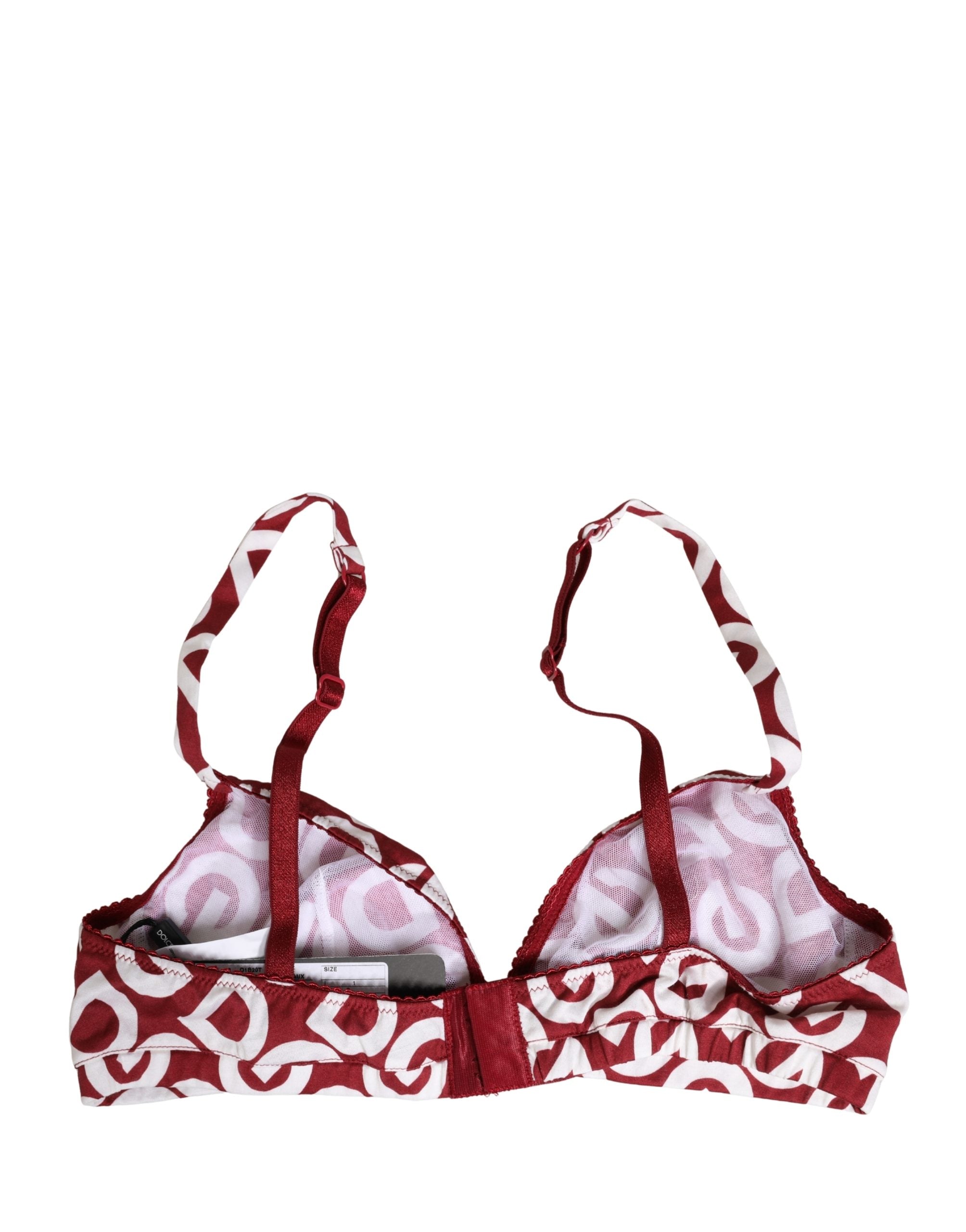 Dolce & Gabbana Red Logo Monogram Cotton Soft Cup Bra Underwear Dolce & Gabbana
