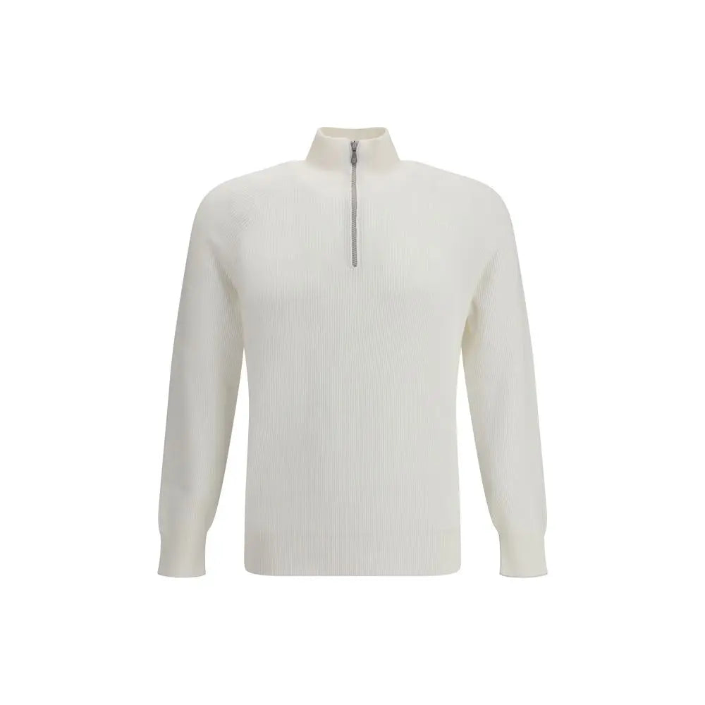 Brunello Cucinelli White Cotton Sweatshirt Brunello Cucinelli