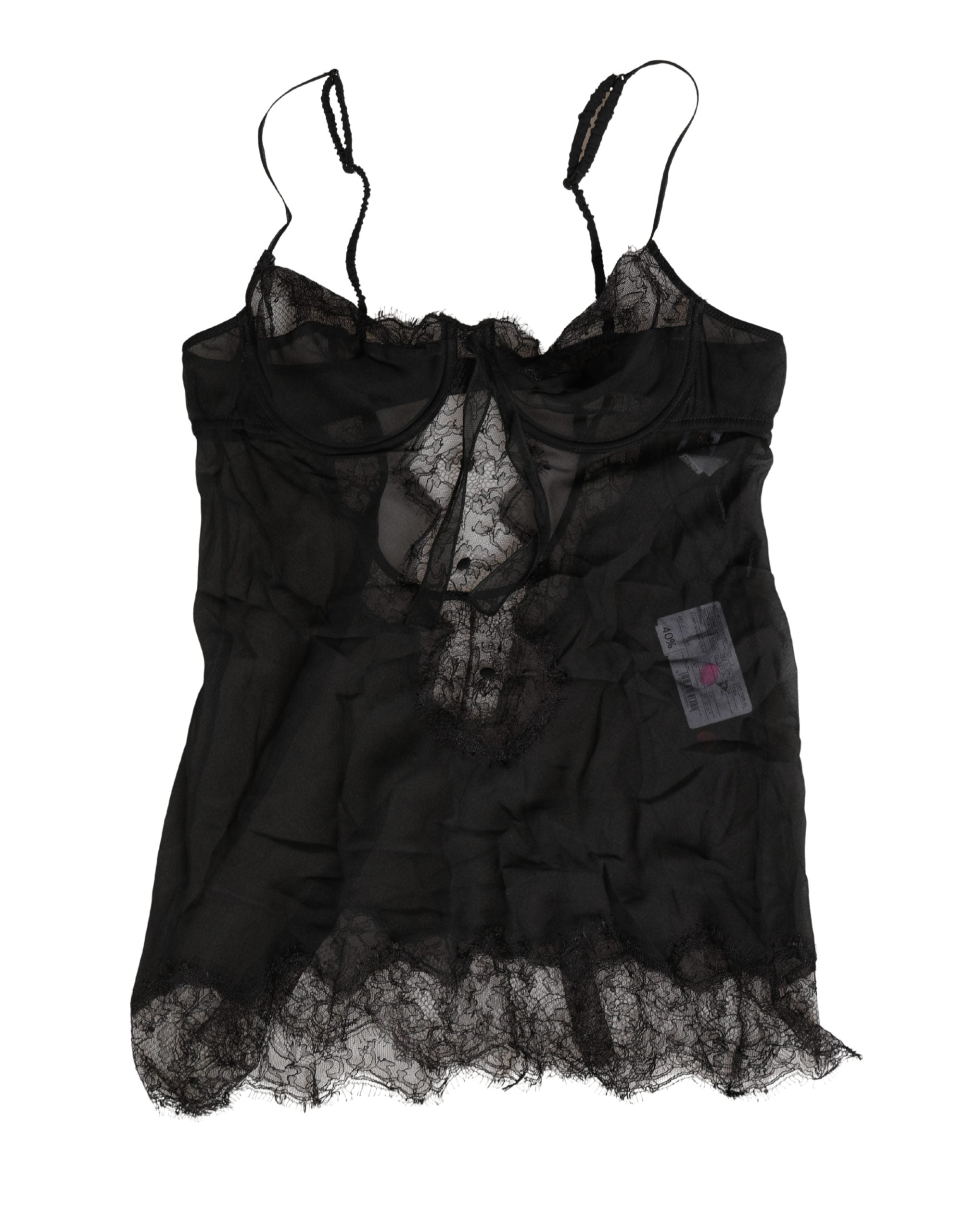 Dolce & Gabbana Black Silk Lace Lingerie Chemise Top Underwear Dolce & Gabbana