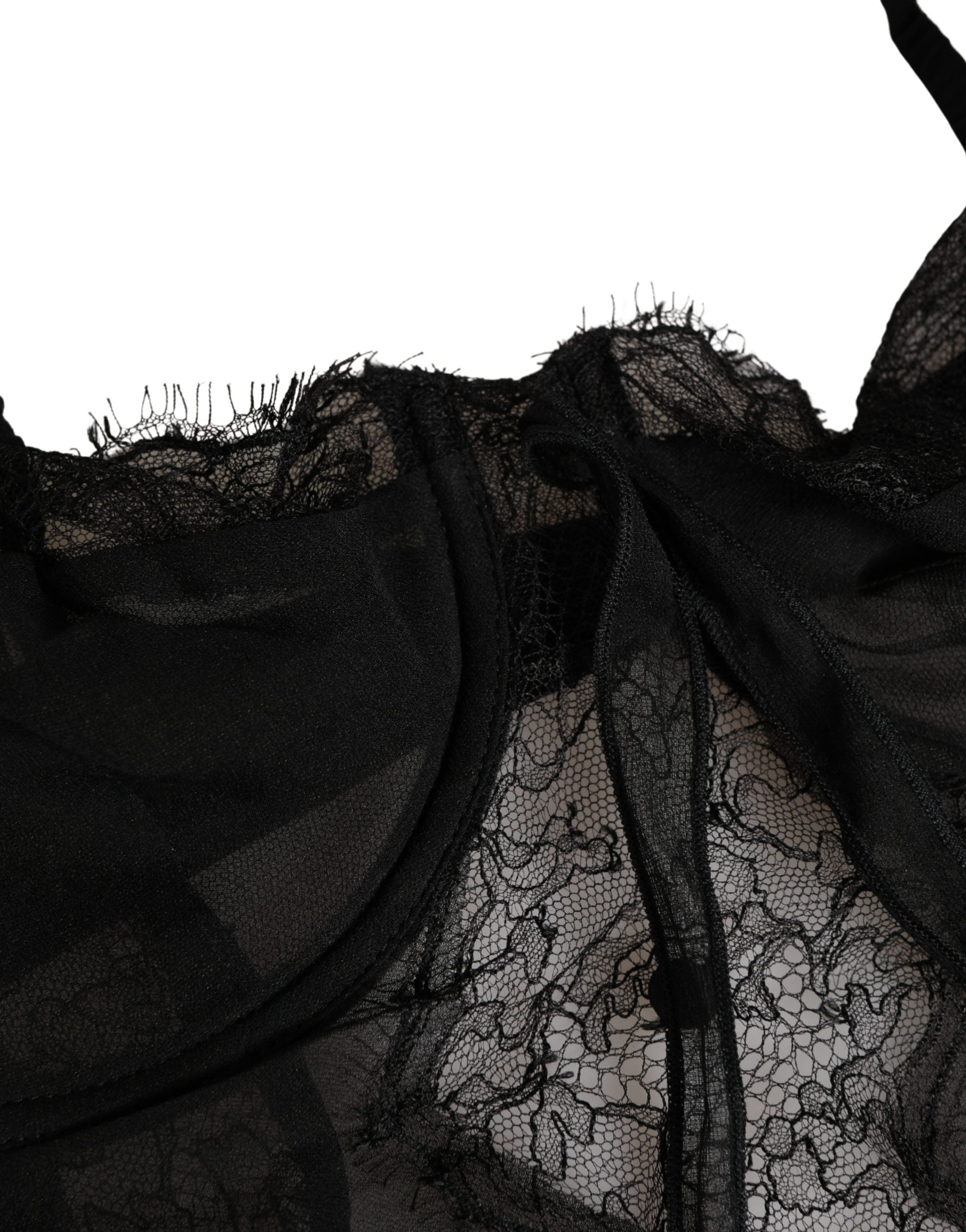 Dolce & Gabbana Black Silk Lace Lingerie Chemise Top Underwear Dolce & Gabbana