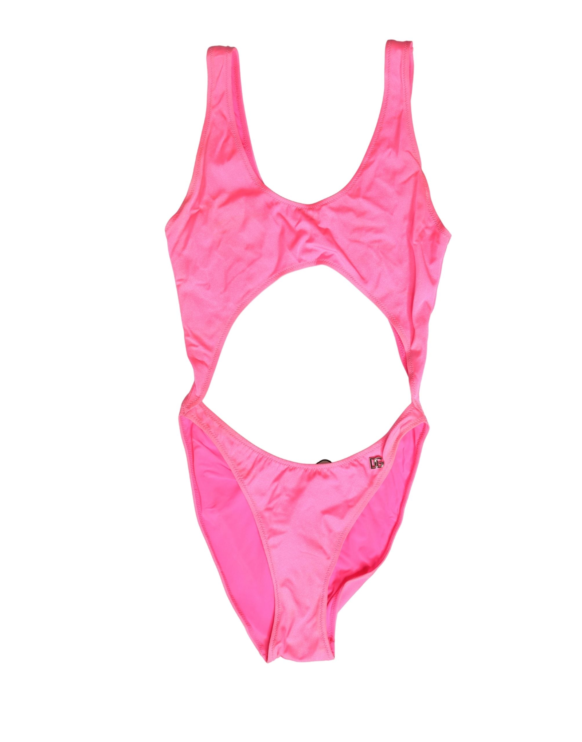 Dolce & Gabbana Pink Cut-Out High Leg One Piece Swimsuit Swimwear Dolce & Gabbana