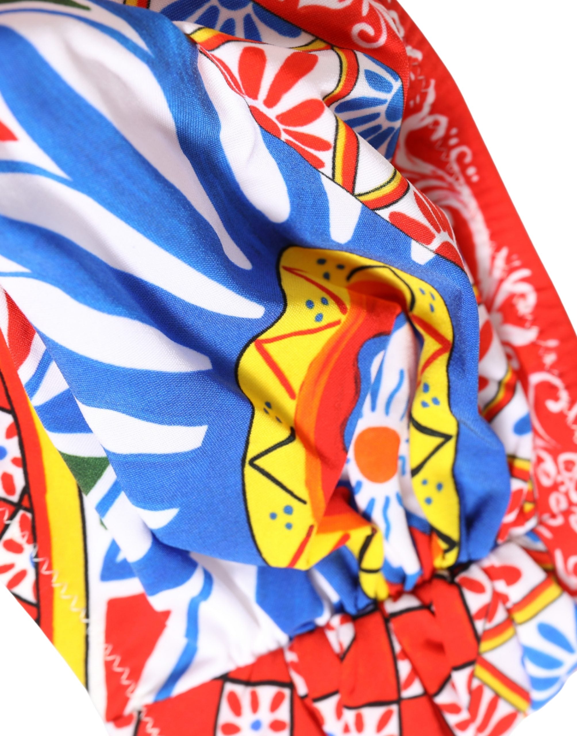 Dolce & Gabbana Multicolor Carretto Bandeau Swimsuit Top Swimwear Dolce & Gabbana