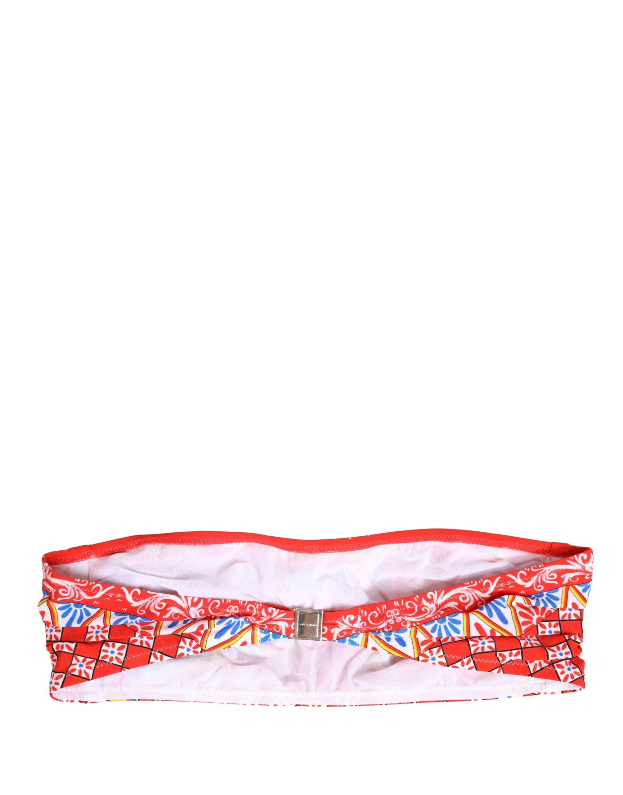 Dolce & Gabbana Multicolor Carretto Bandeau Swimsuit Top Swimwear Dolce & Gabbana
