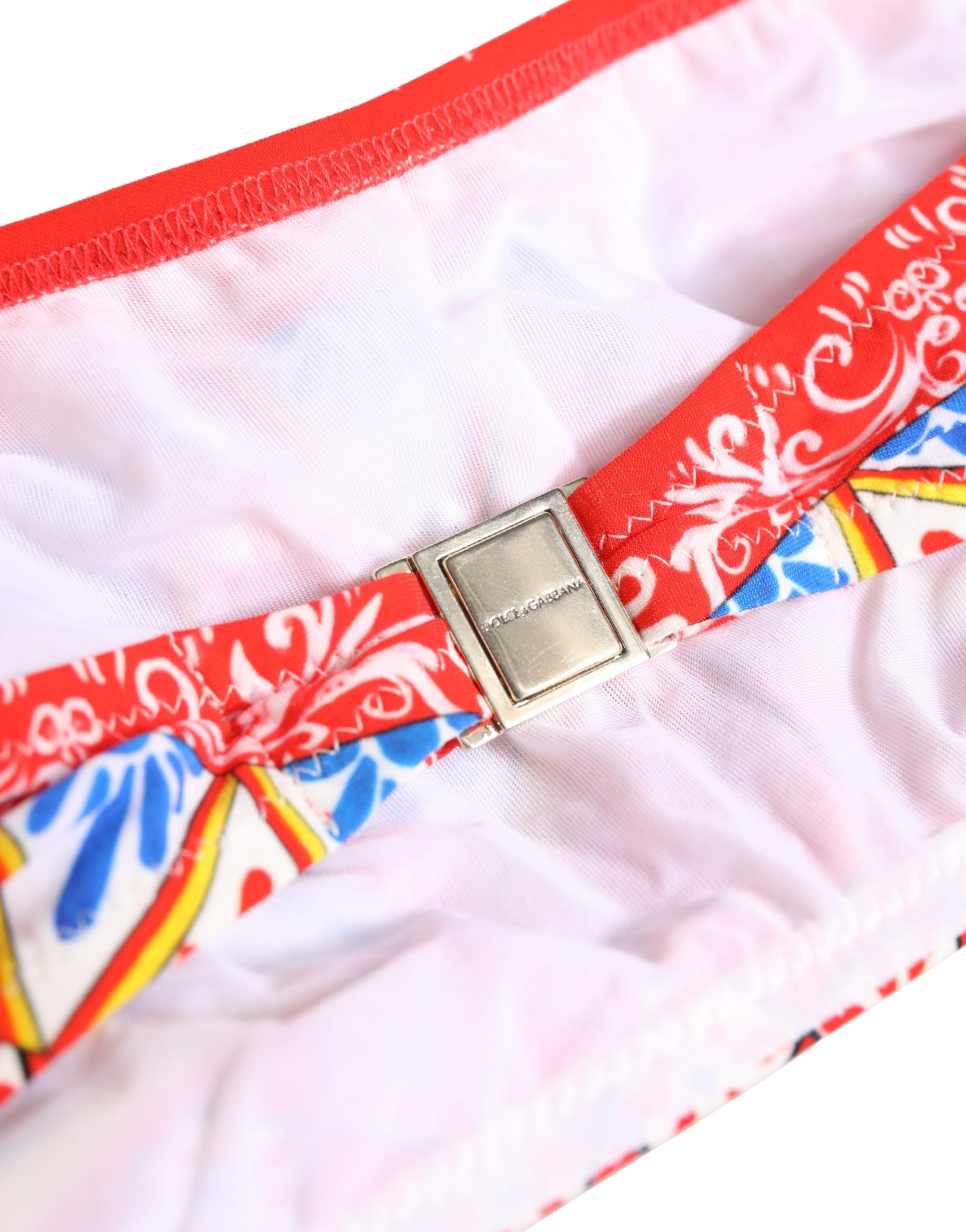 Dolce & Gabbana Multicolor Carretto Bandeau Swimsuit Top Swimwear Dolce & Gabbana