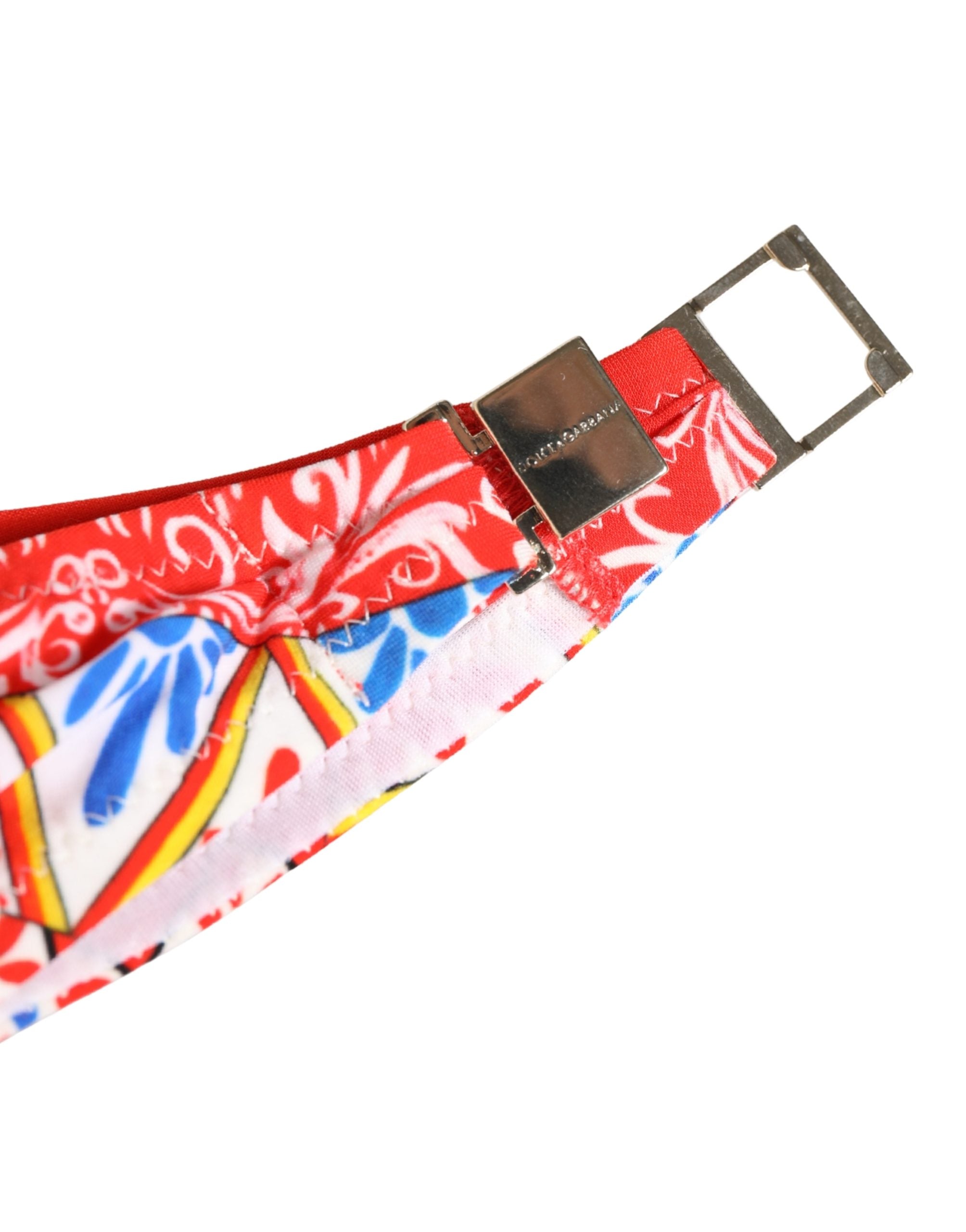 Dolce & Gabbana Multicolor Carretto Bandeau Swimsuit Top Swimwear Dolce & Gabbana