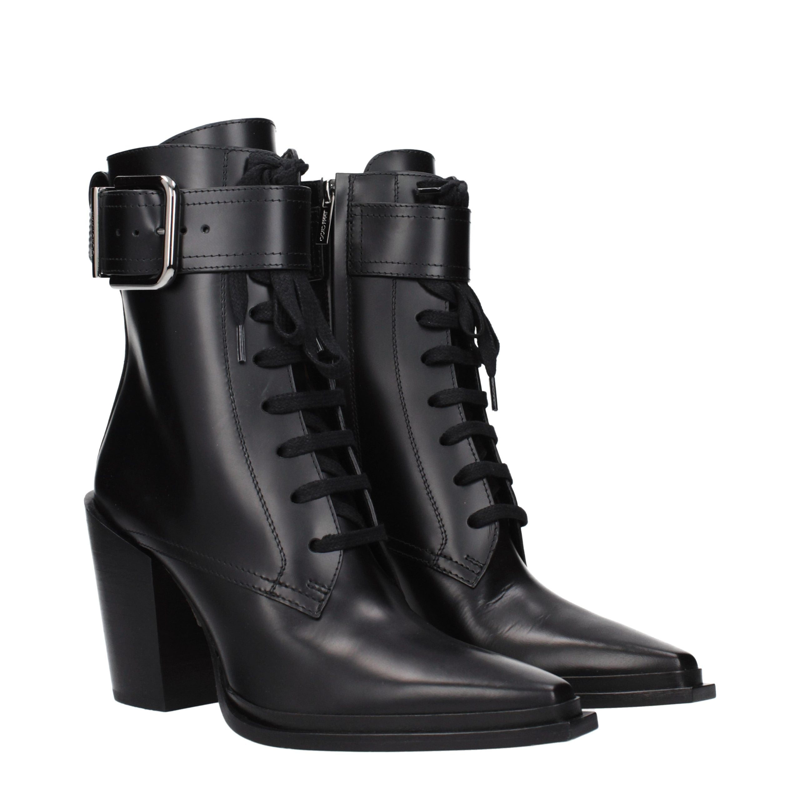 Jimmy Choo Black Leather Ankle Boots Jimmy Choo