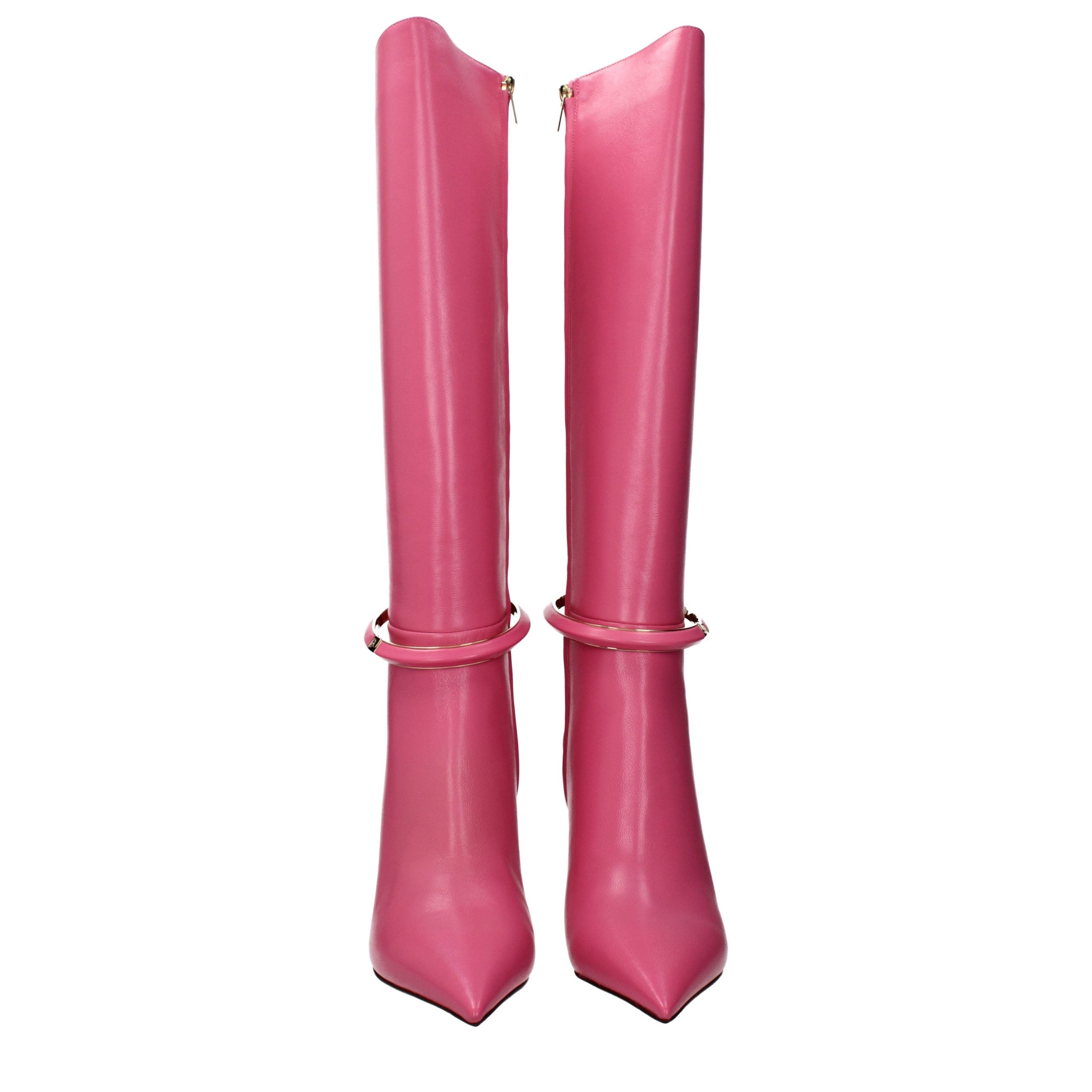Jimmy Choo Pink Leather High Heel Boots Jimmy Choo
