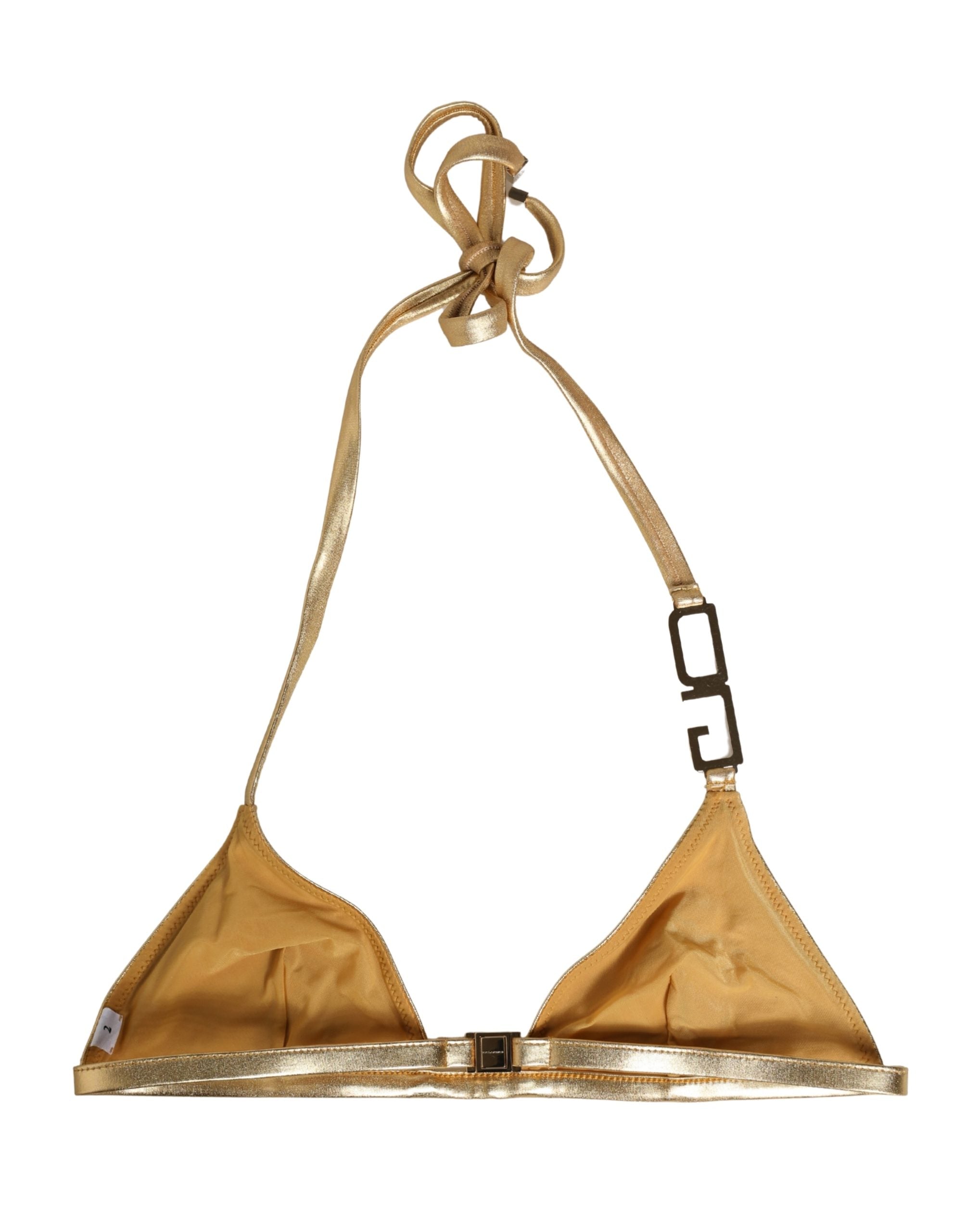Dolce & Gabbana Gold-Tone Triangle Bikini Top DG Logo Swimwear Dolce & Gabbana