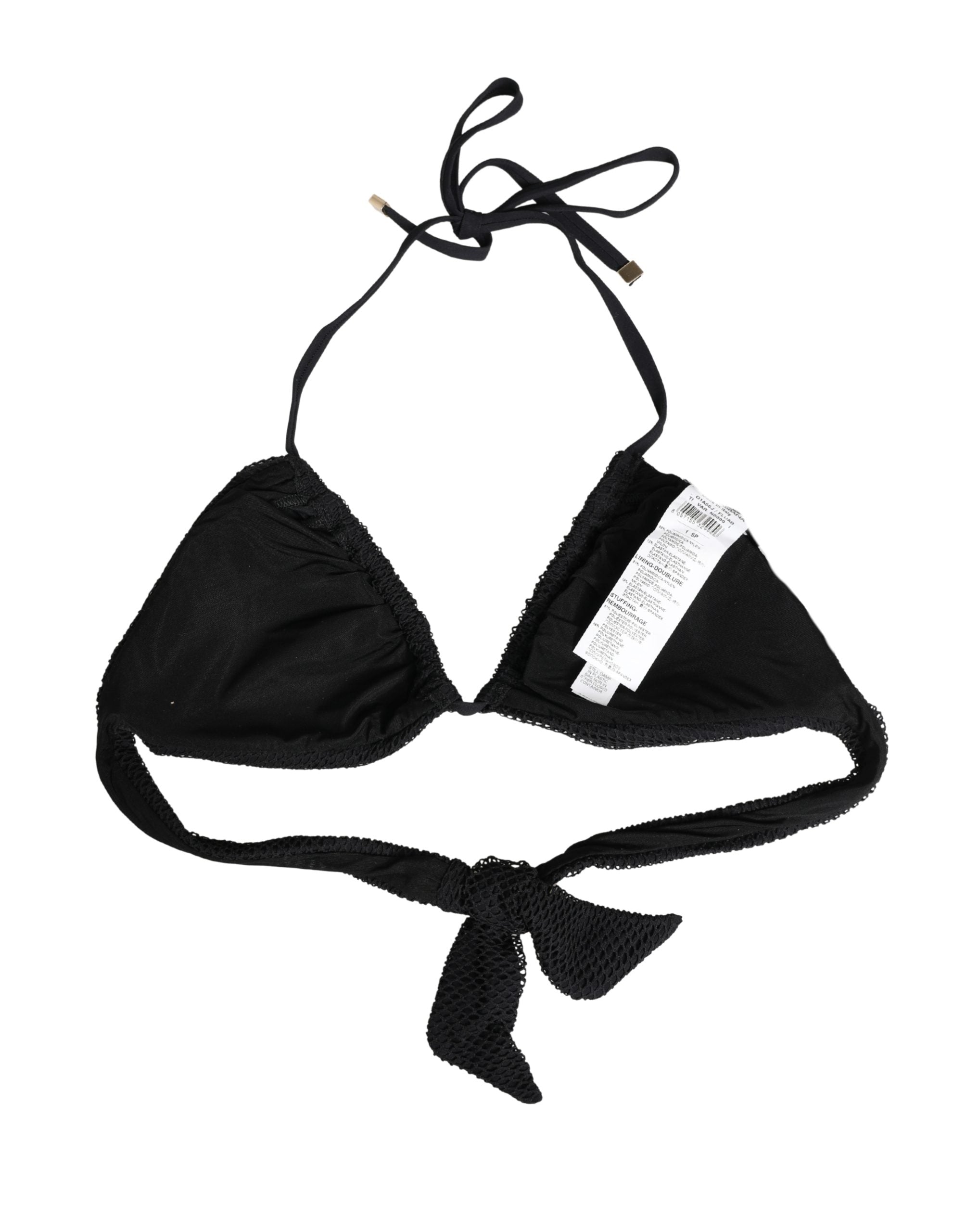 Dolce & Gabbana Black Padded Triangle Halter Bikini Top Swimwear Dolce & Gabbana