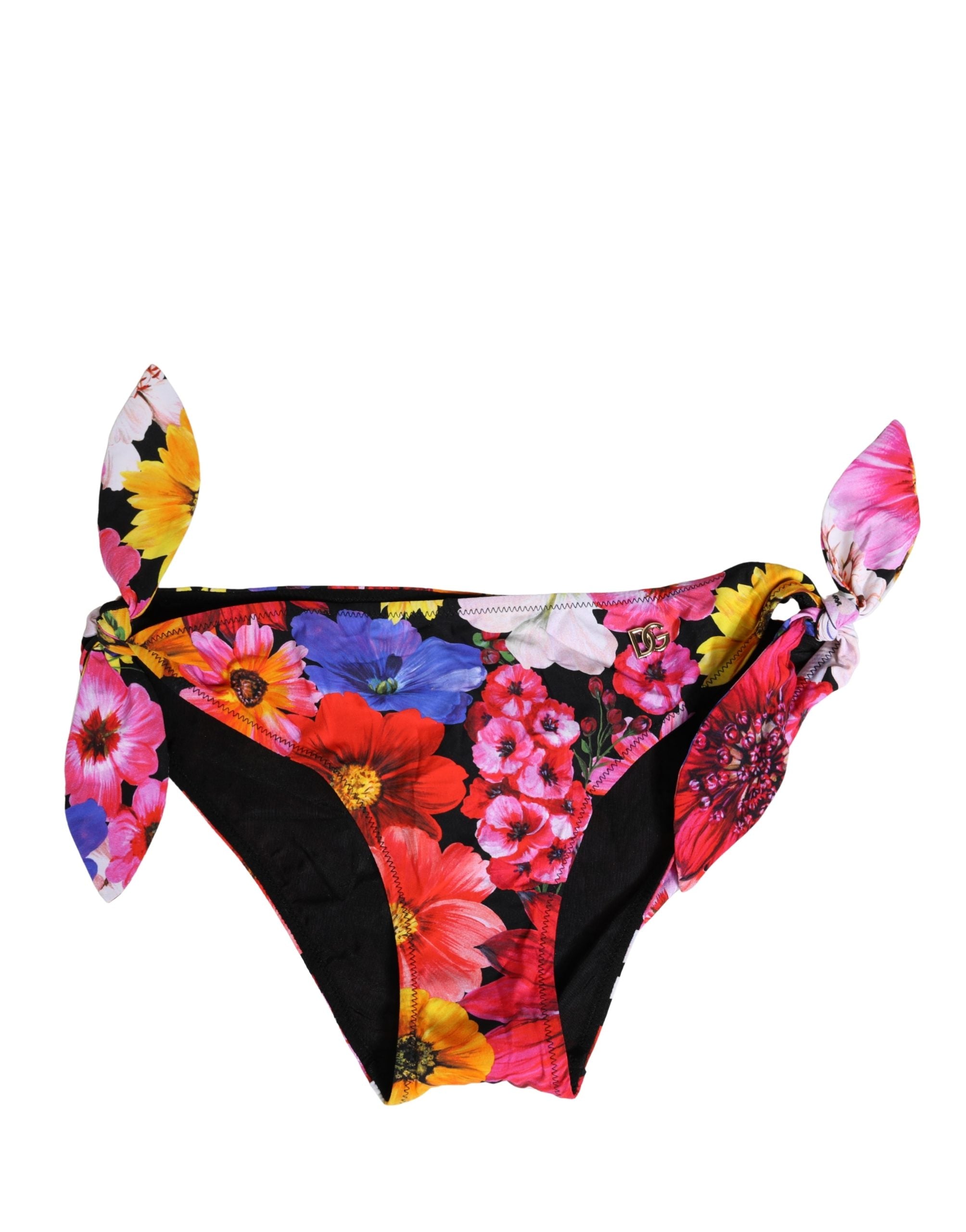 Dolce & Gabbana Black Floral Print Swimsuit Bikini Bottom Swimwear Dolce & Gabbana