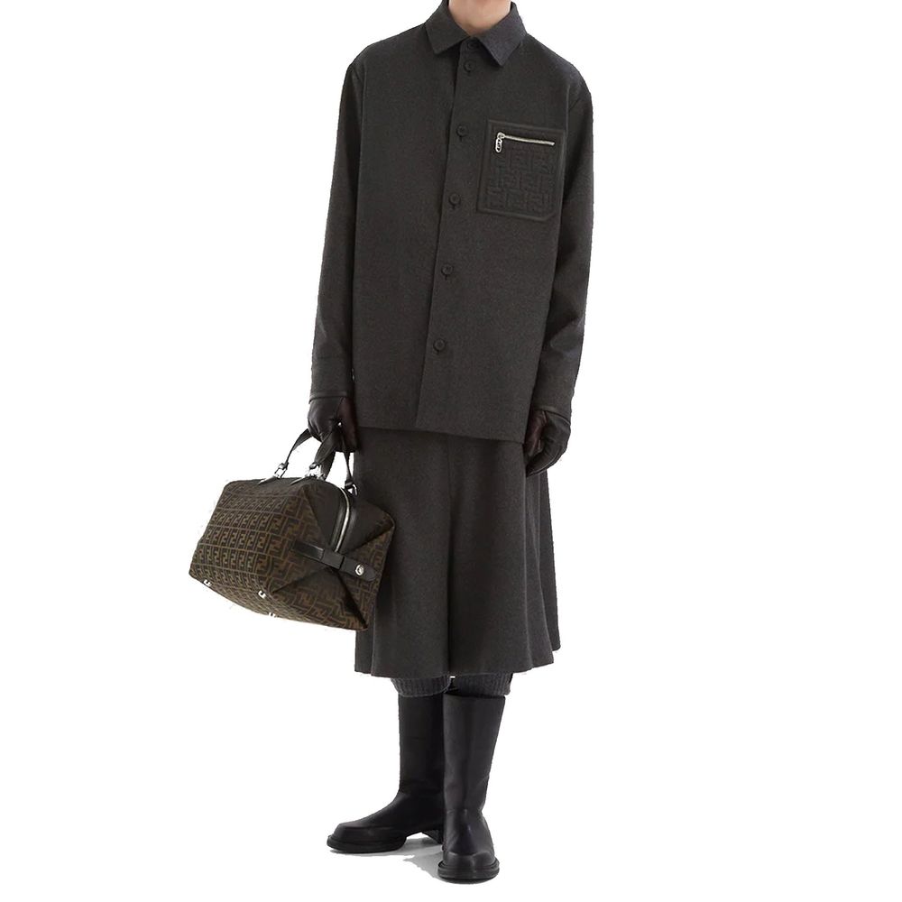 Fendi Gray Cashmere Coat Fendi