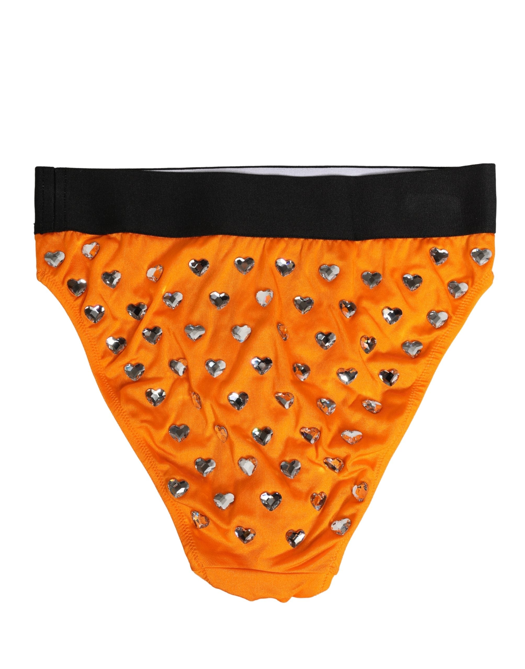 Dolce & Gabbana Orange Crystal High Waist Brief Panty Underwear Dolce & Gabbana