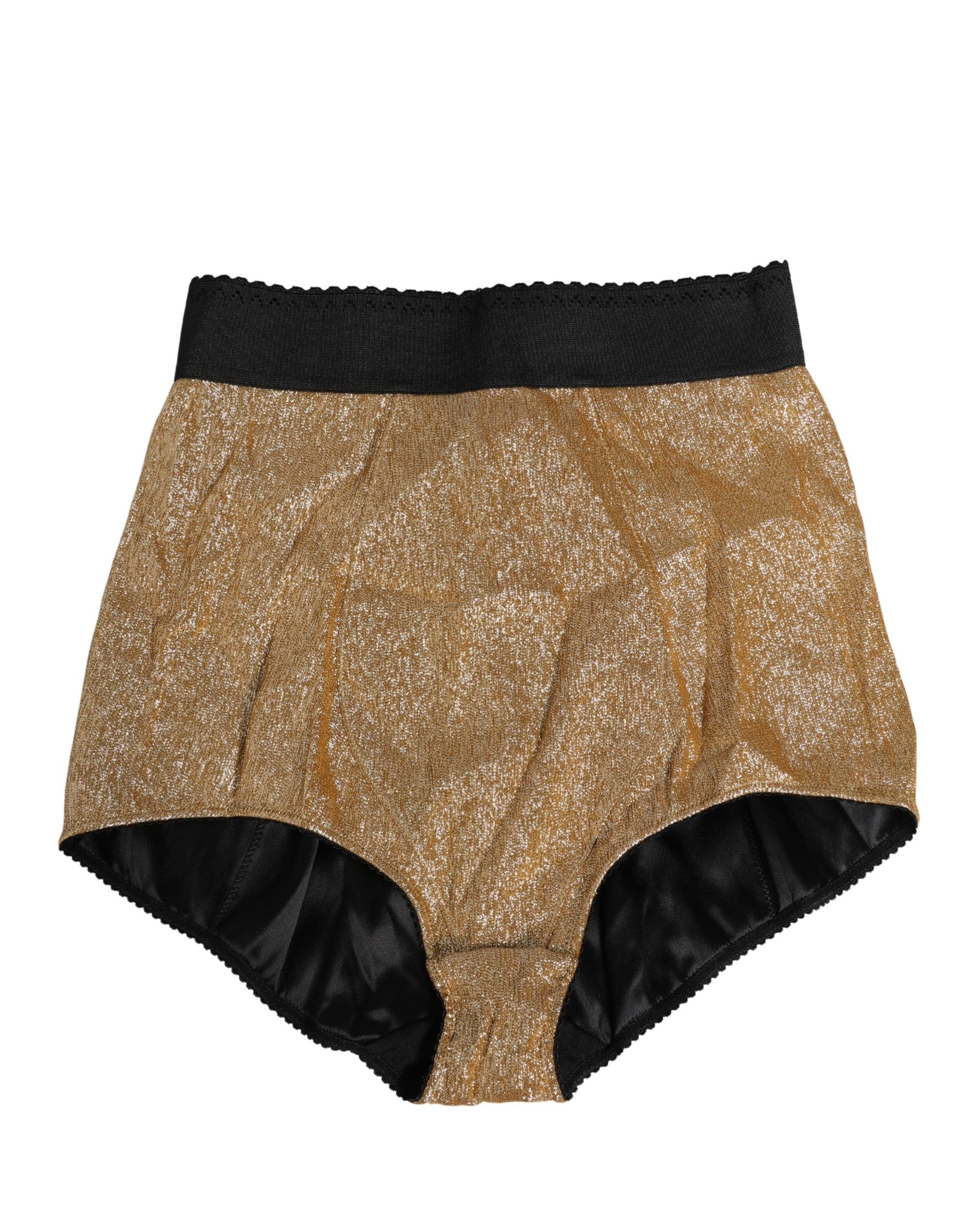 Dolce & Gabbana Gold Silk Blend High Waist Girdle Panty Underwear Dolce & Gabbana