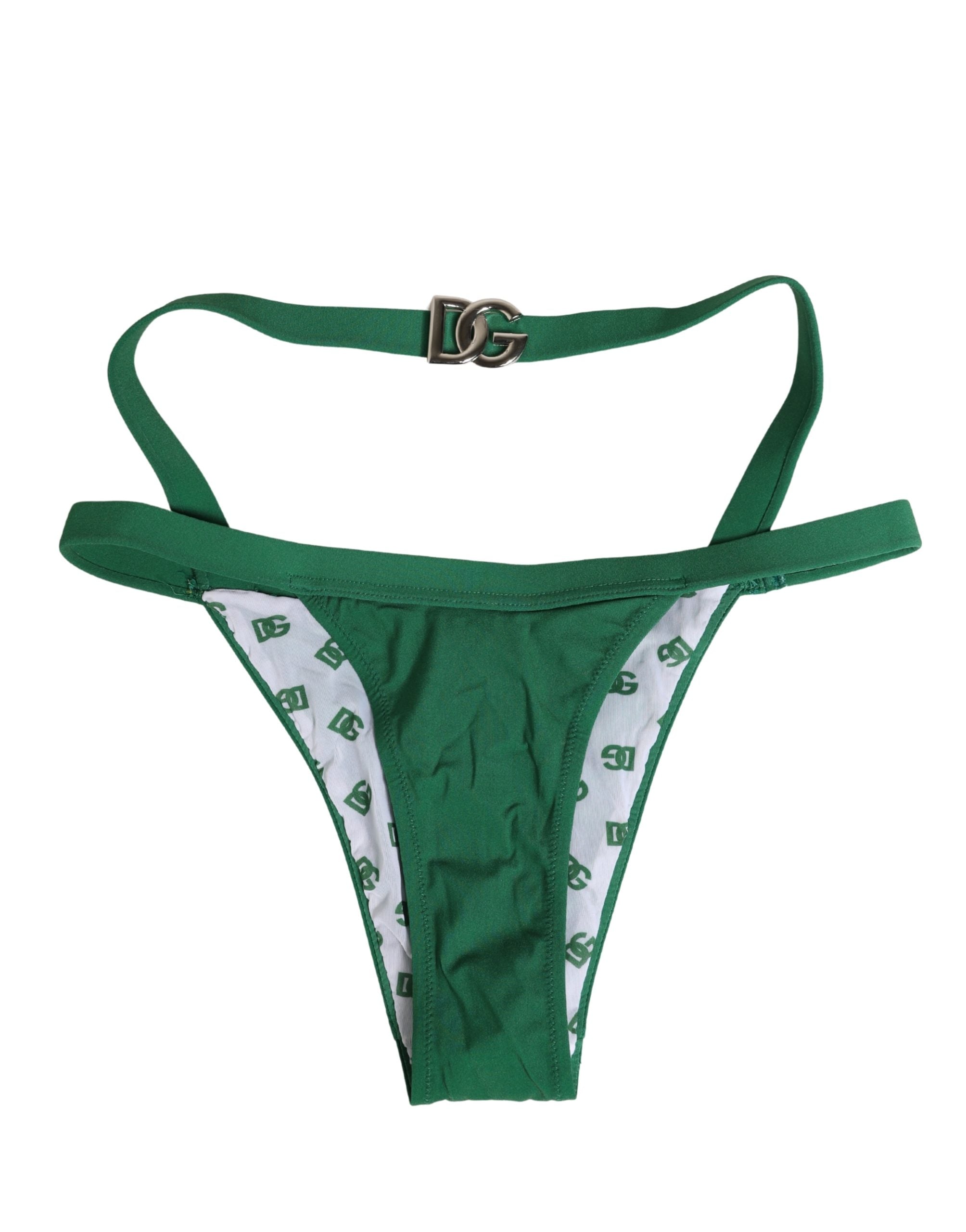 Dolce & Gabbana Green Logo Plaque Nylon Brief Panty Underwear Dolce & Gabbana