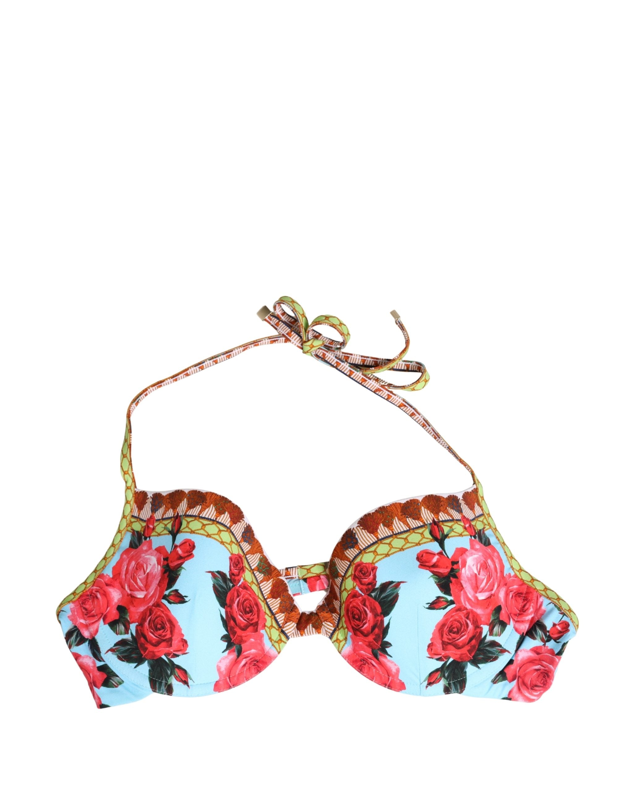 Dolce & Gabbana Multicolor Floral Print Halter Bikini Top Swimwear Dolce & Gabbana