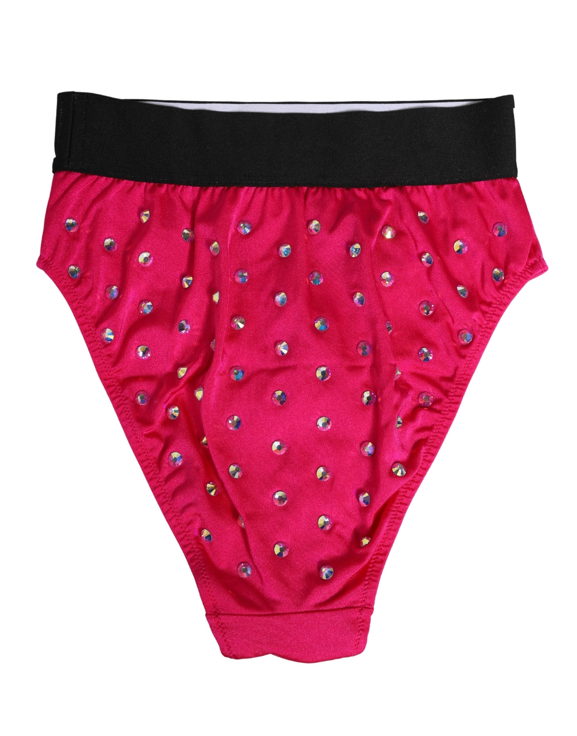 Dolce & Gabbana Pink Crystal High Waist Brief Panty Underwear Dolce & Gabbana