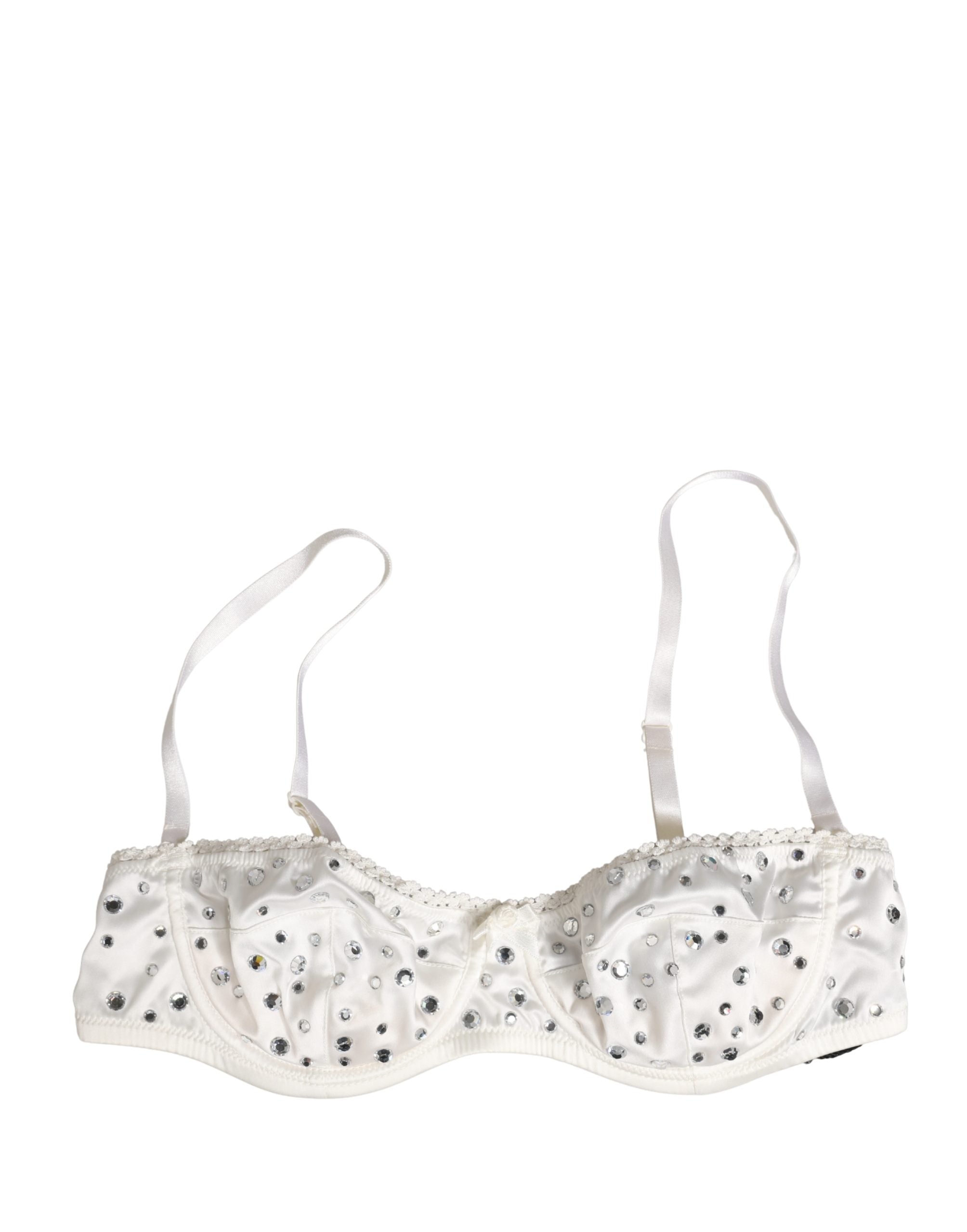 Dolce & Gabbana White Rhinestone Semi-Pad Underwire Bra Underwear Dolce & Gabbana