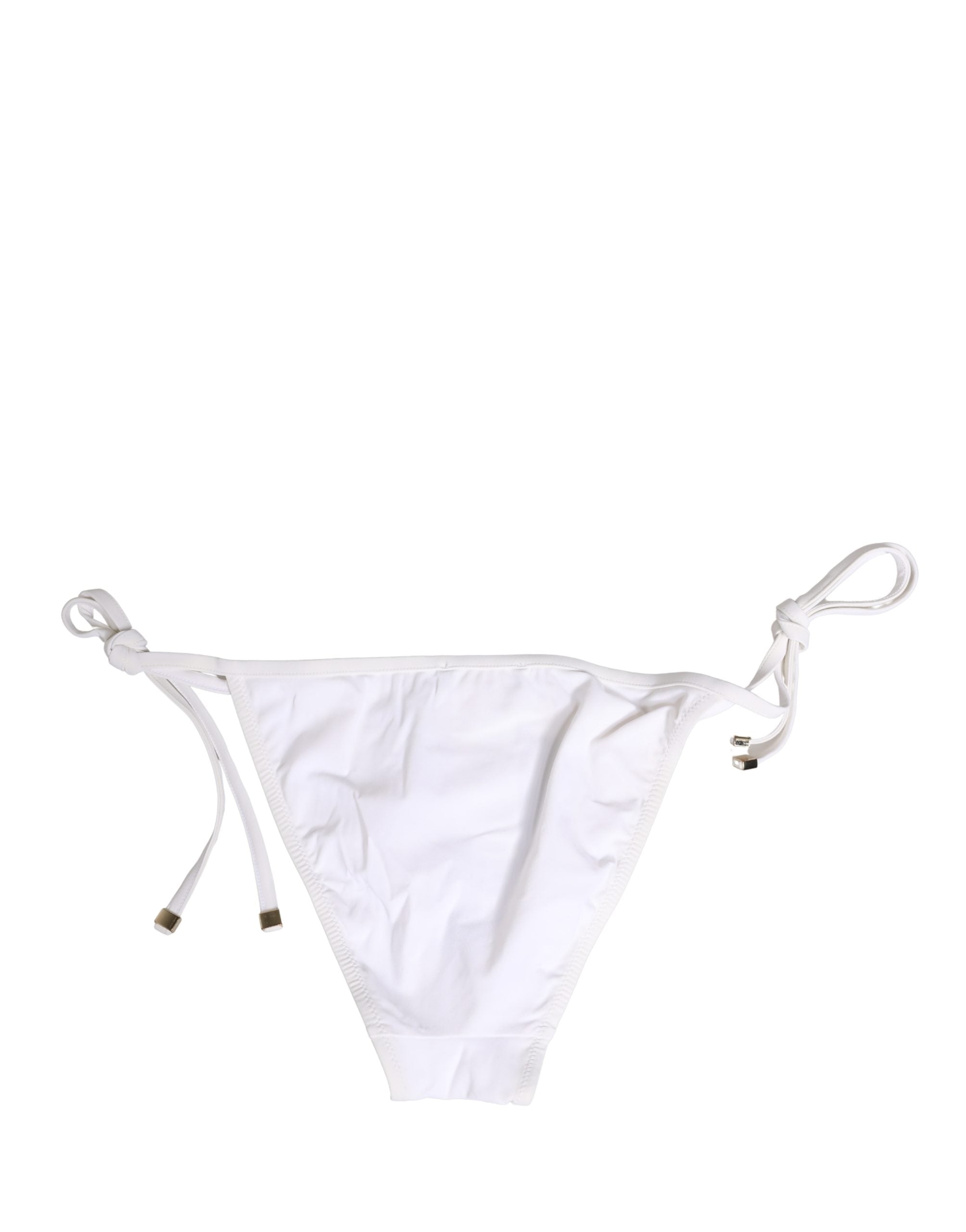 Dolce & Gabbana White Nylon DG Logo Plaque Bikini Bottom Swimwear Dolce & Gabbana
