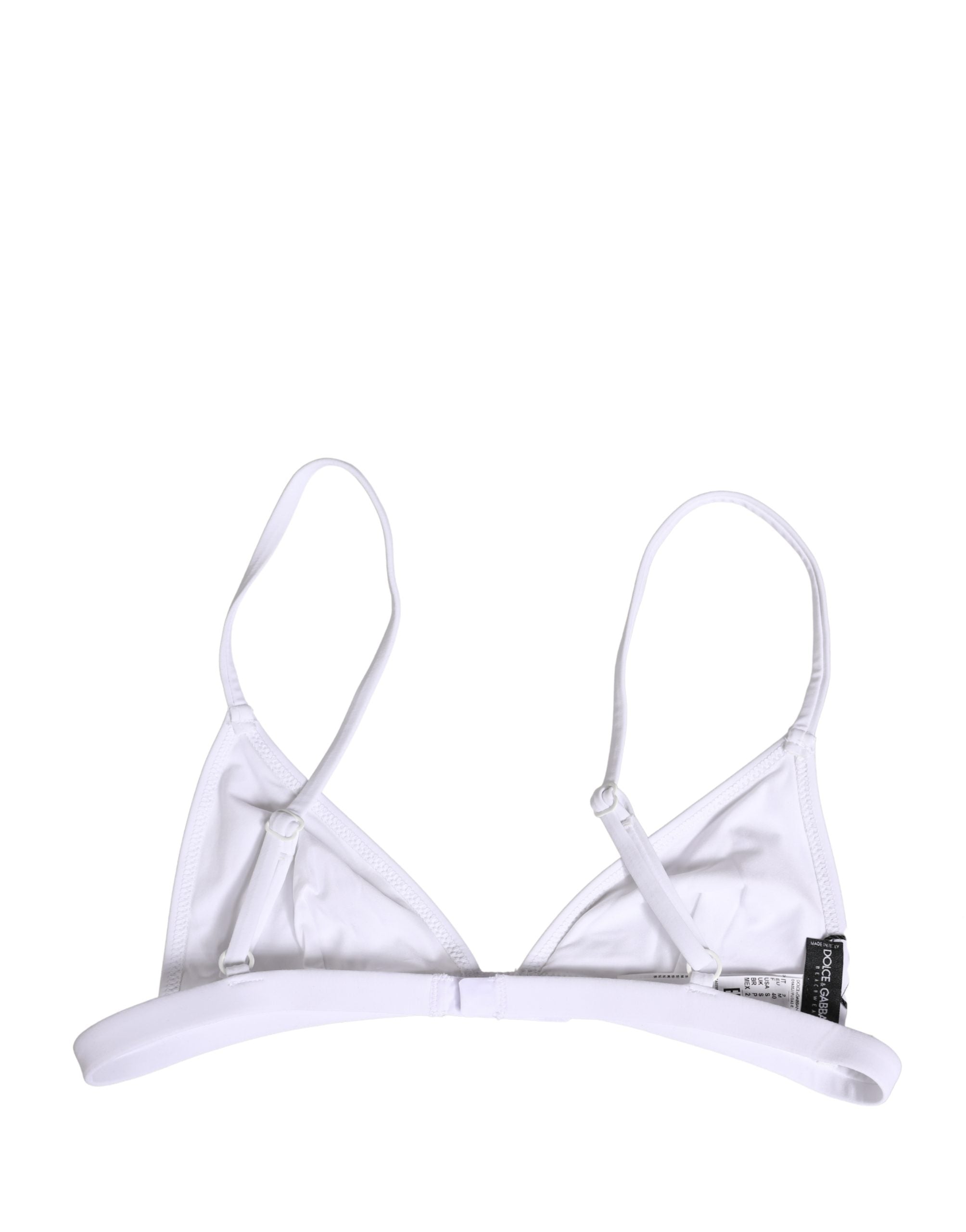Dolce & Gabbana White Nylon Triangle Beachwear Bikini Top Swimwear Dolce & Gabbana