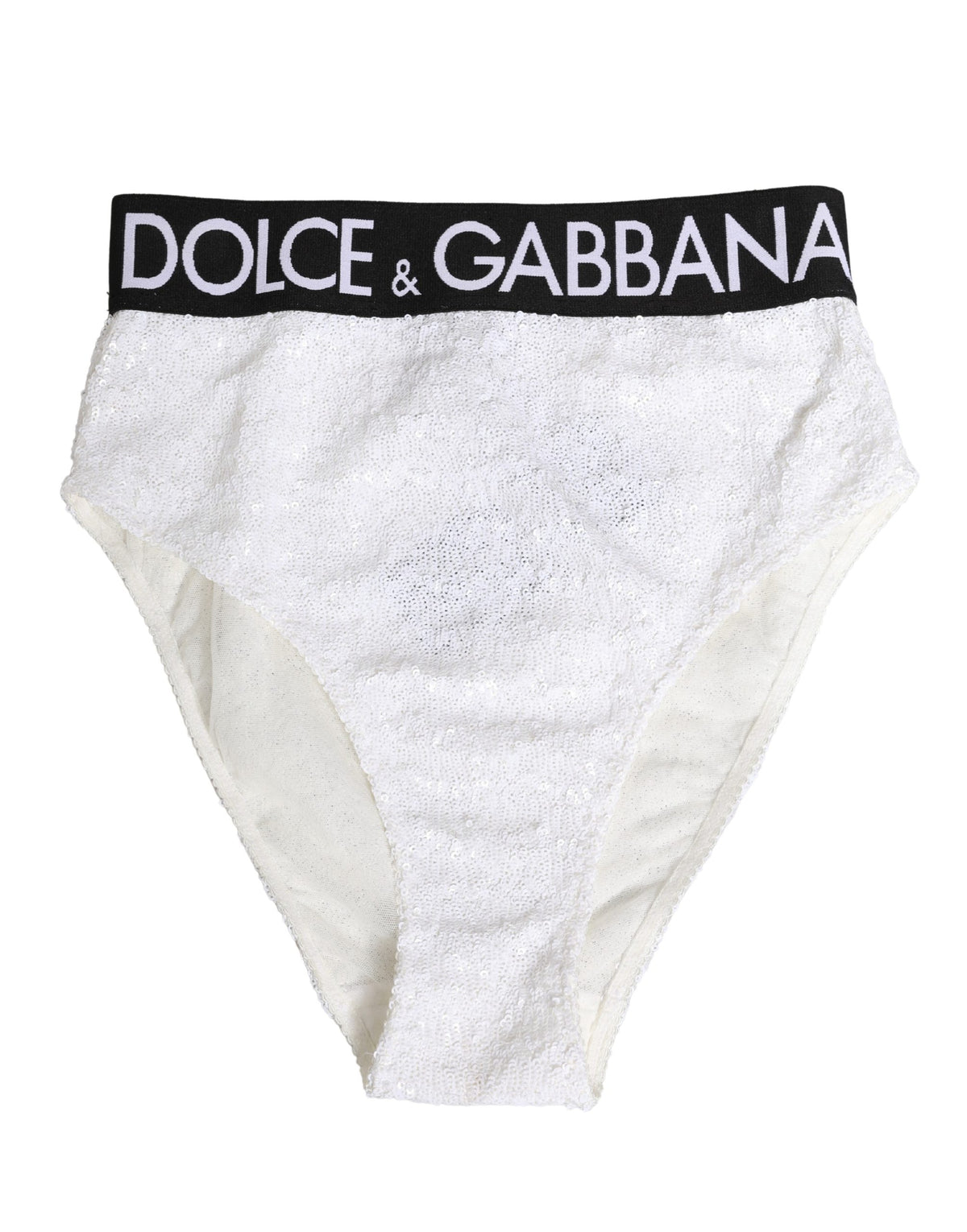 Dolce & Gabbana White Black Sequin High Waist Panty Underwear