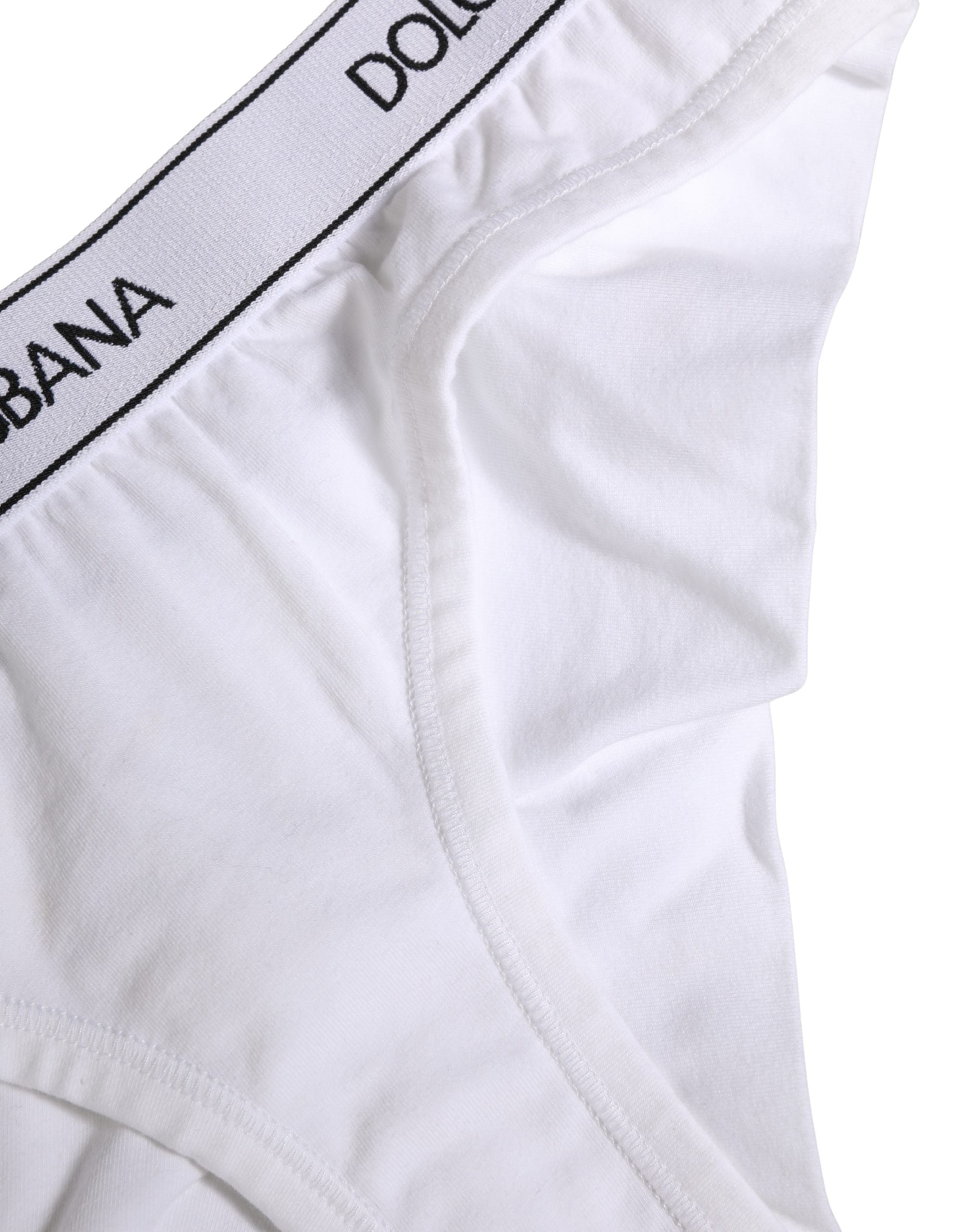 Dolce & Gabbana White Cotton Logo Waistband Brief Panty Underwear Dolce & Gabbana