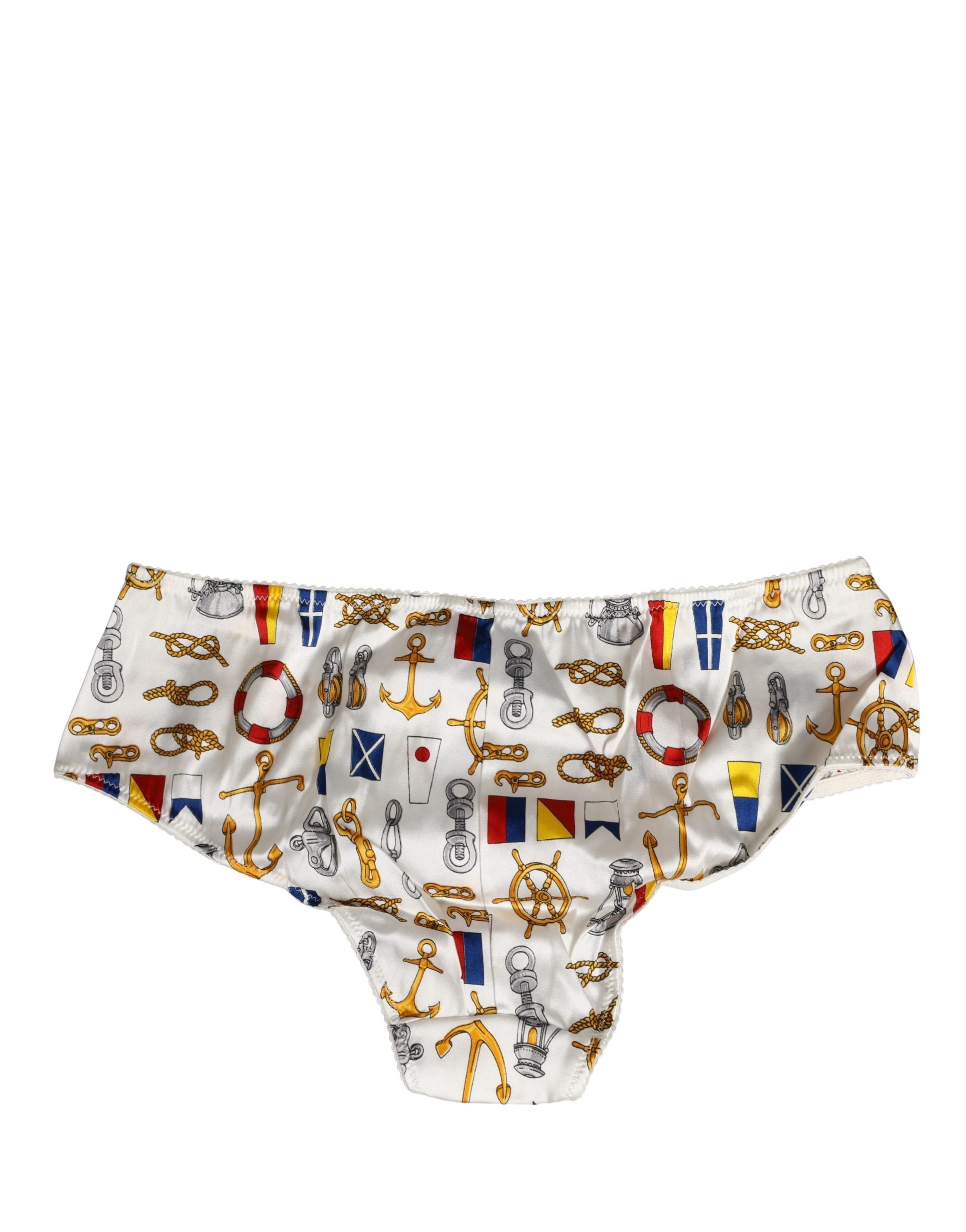 Dolce & Gabbana White Sailor Print Polyester Bottoms Underwear Dolce & Gabbana