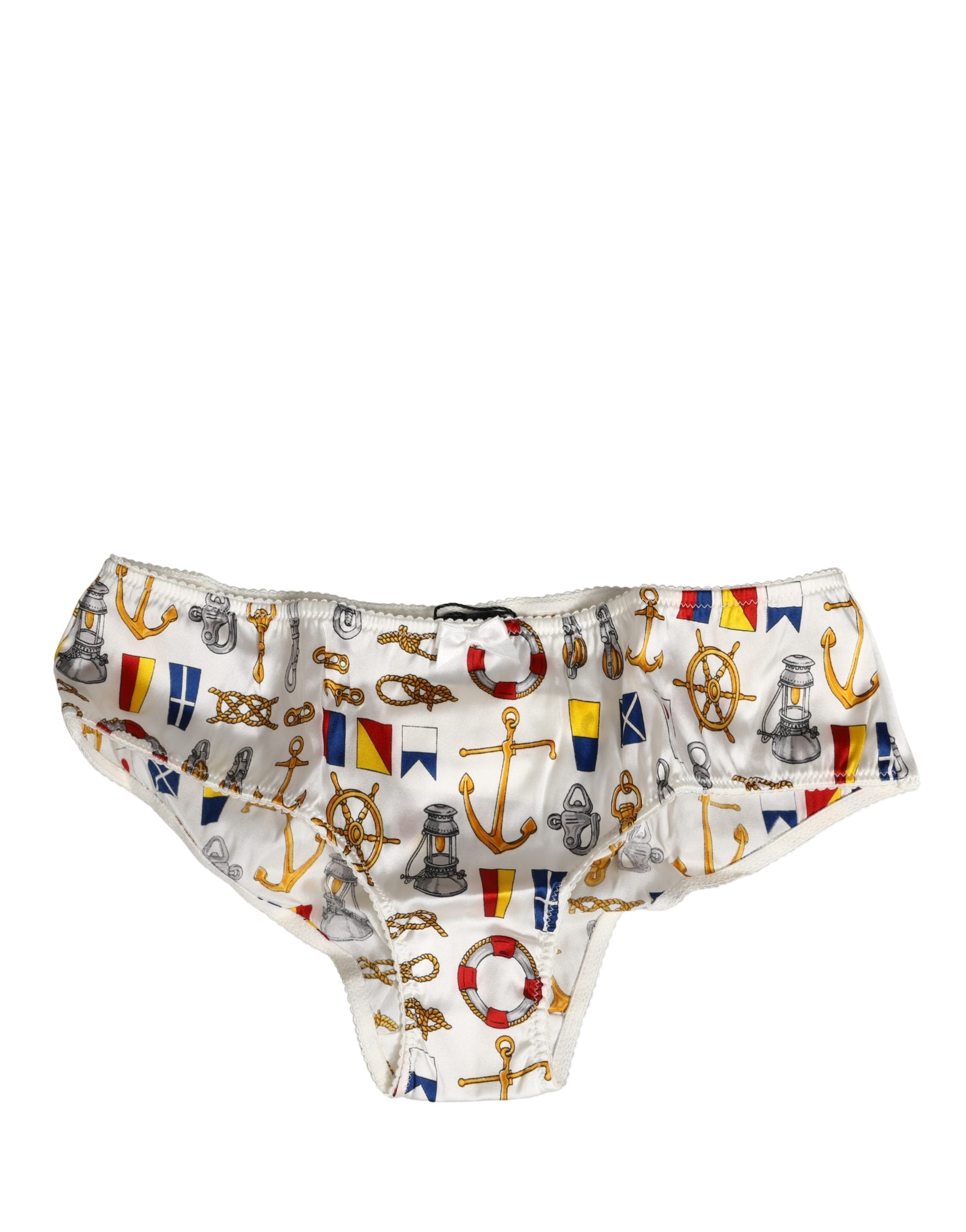 Dolce & Gabbana White Sailor Print Polyester Bottoms Underwear Dolce & Gabbana