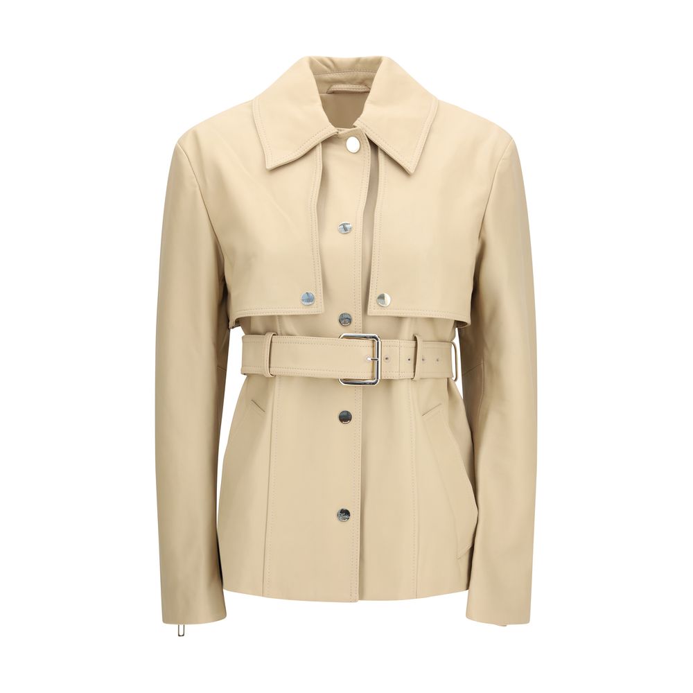 Max Mara Beige Lamb Ovis Aries Aries Leather Jacket Max Mara