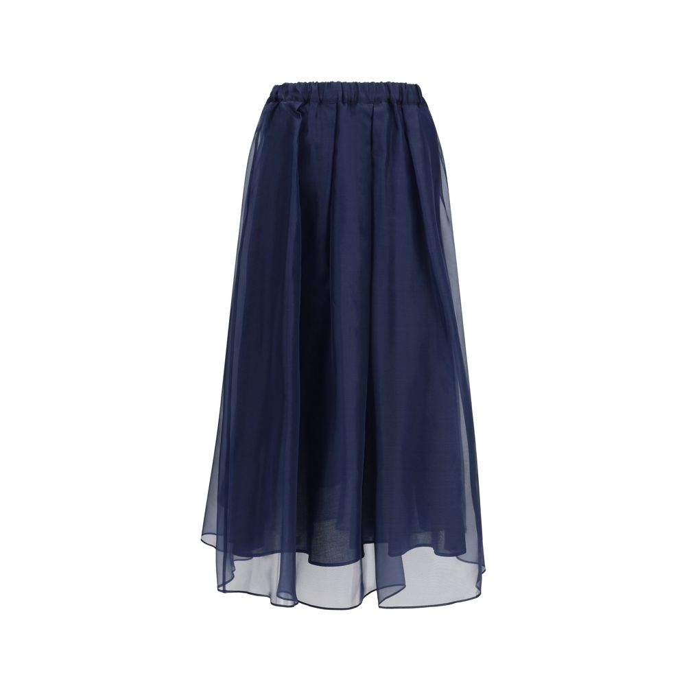 Max Mara Blue Cotton Long Skirt Max Mara