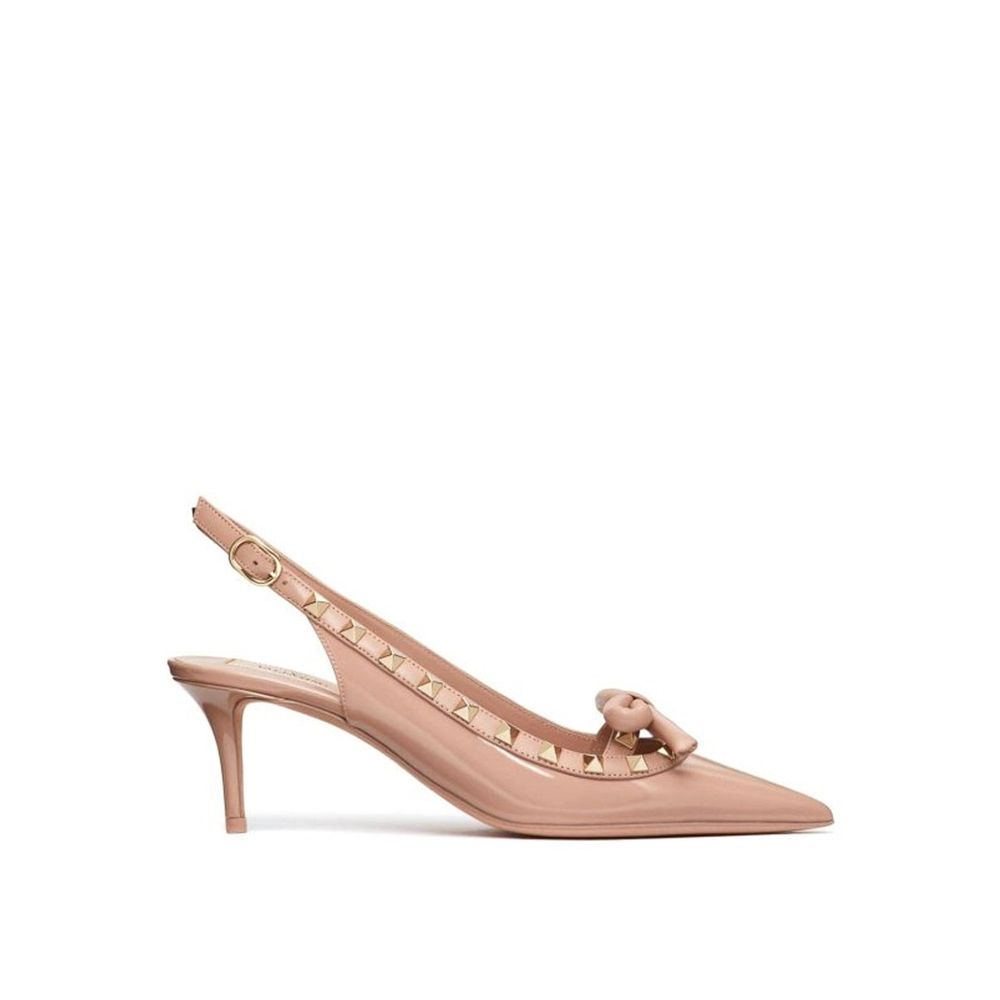 Valentino Garavani Beige Calfskin Mid Heel Pumps Valentino Garavani