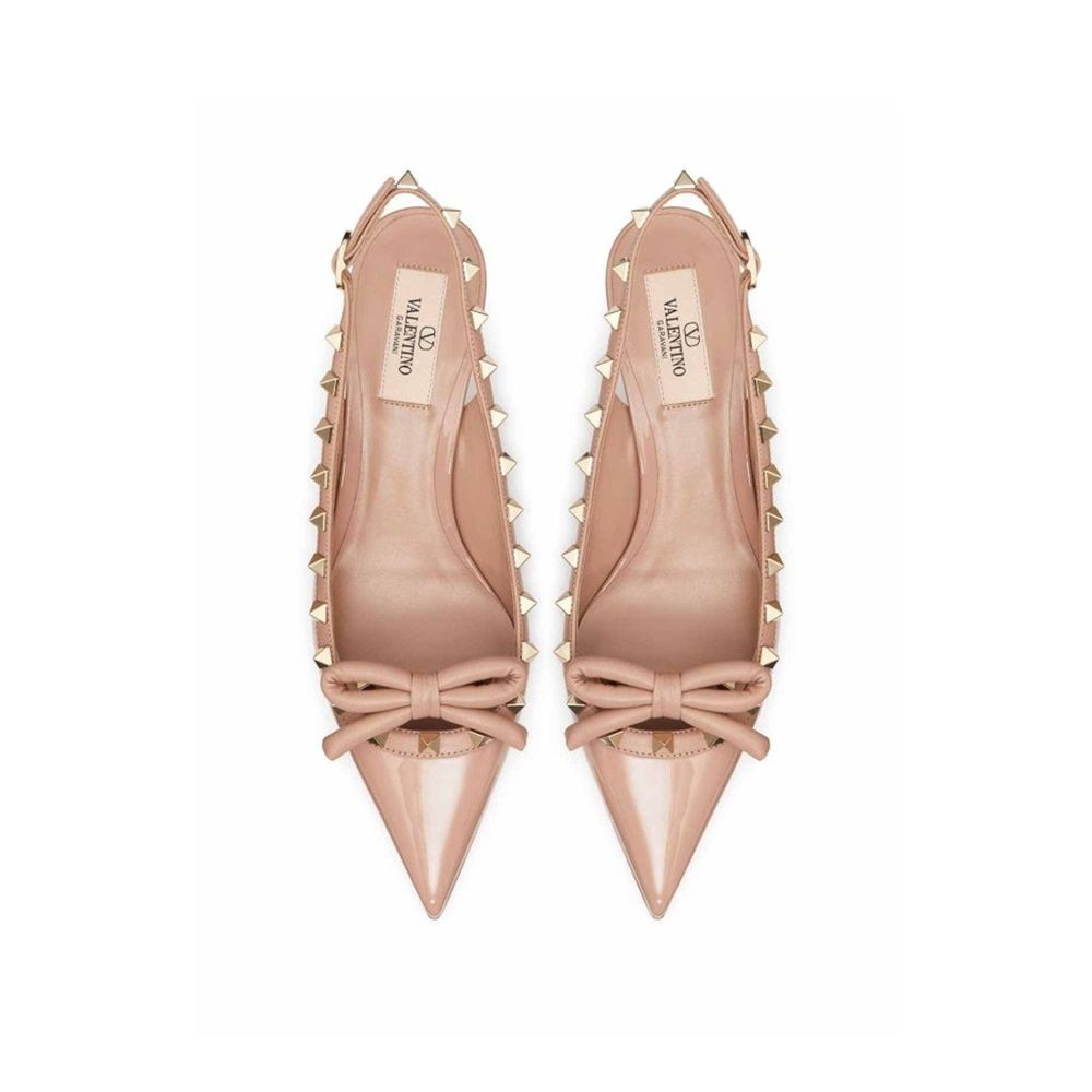 Valentino Garavani Beige Calfskin Mid Heel Pumps Valentino Garavani