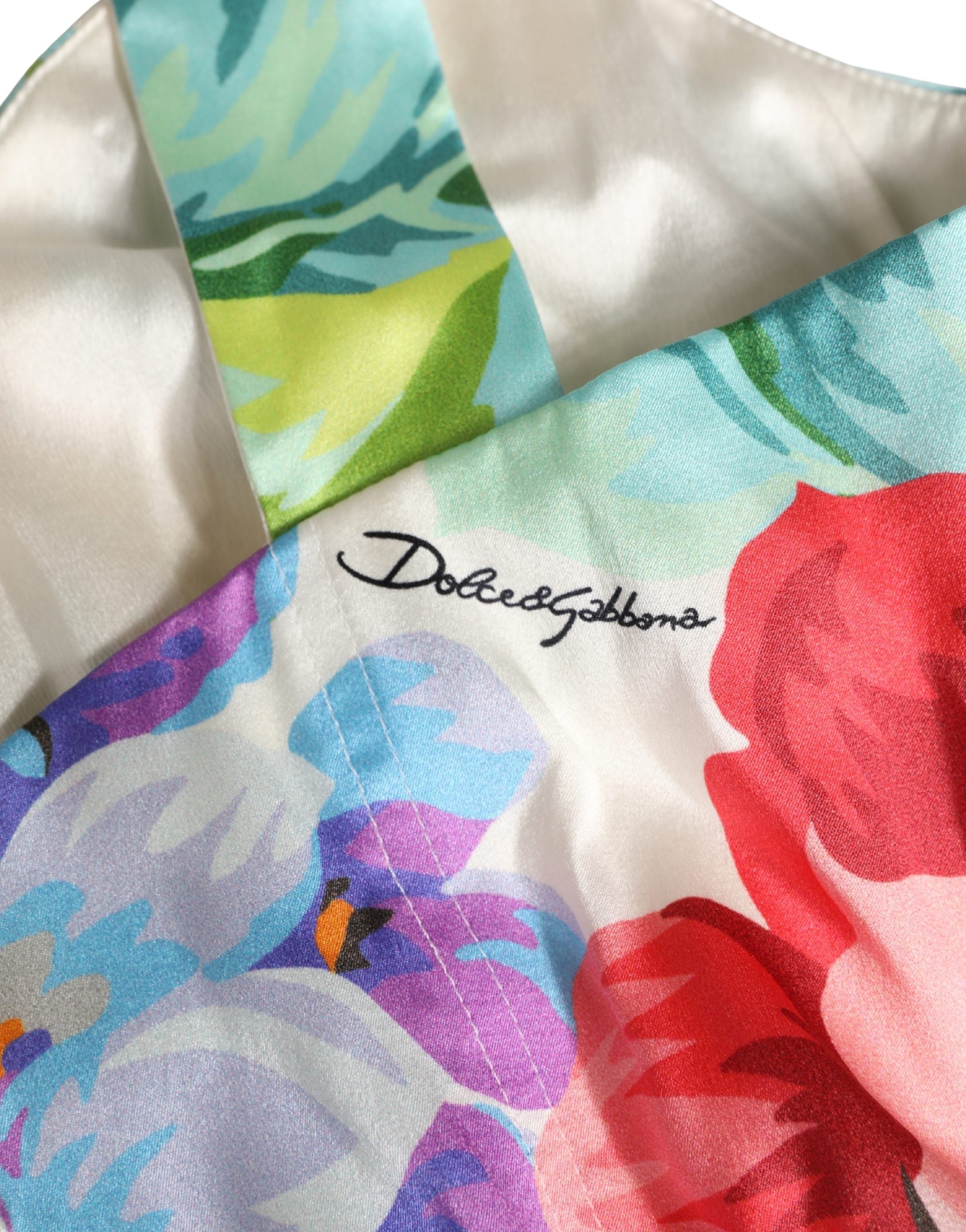 Dolce & Gabbana Multicolor Floral Print Silk Cropped Bustier Top Dolce & Gabbana