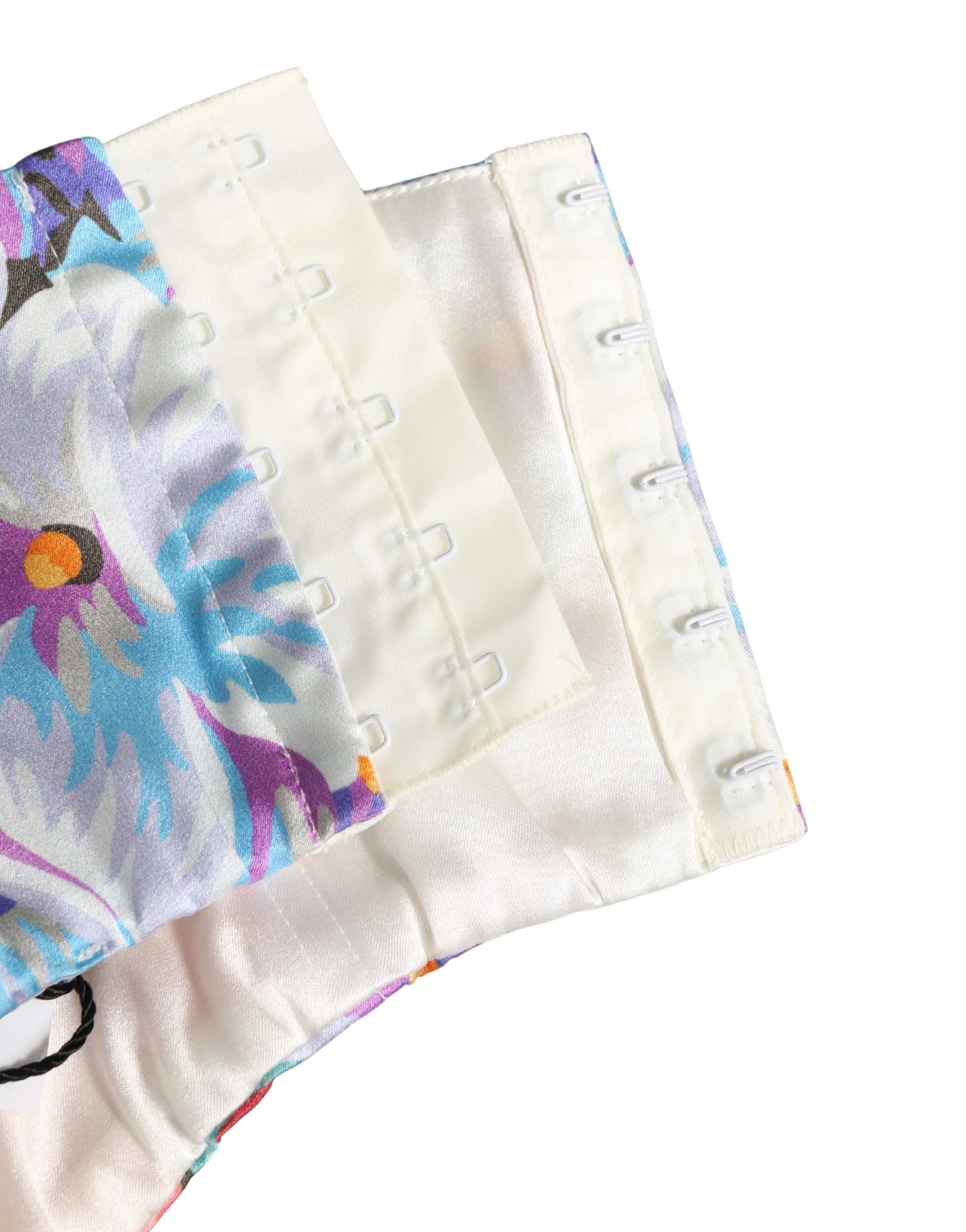 Dolce & Gabbana Multicolor Floral Print Silk Cropped Bustier Top Dolce & Gabbana