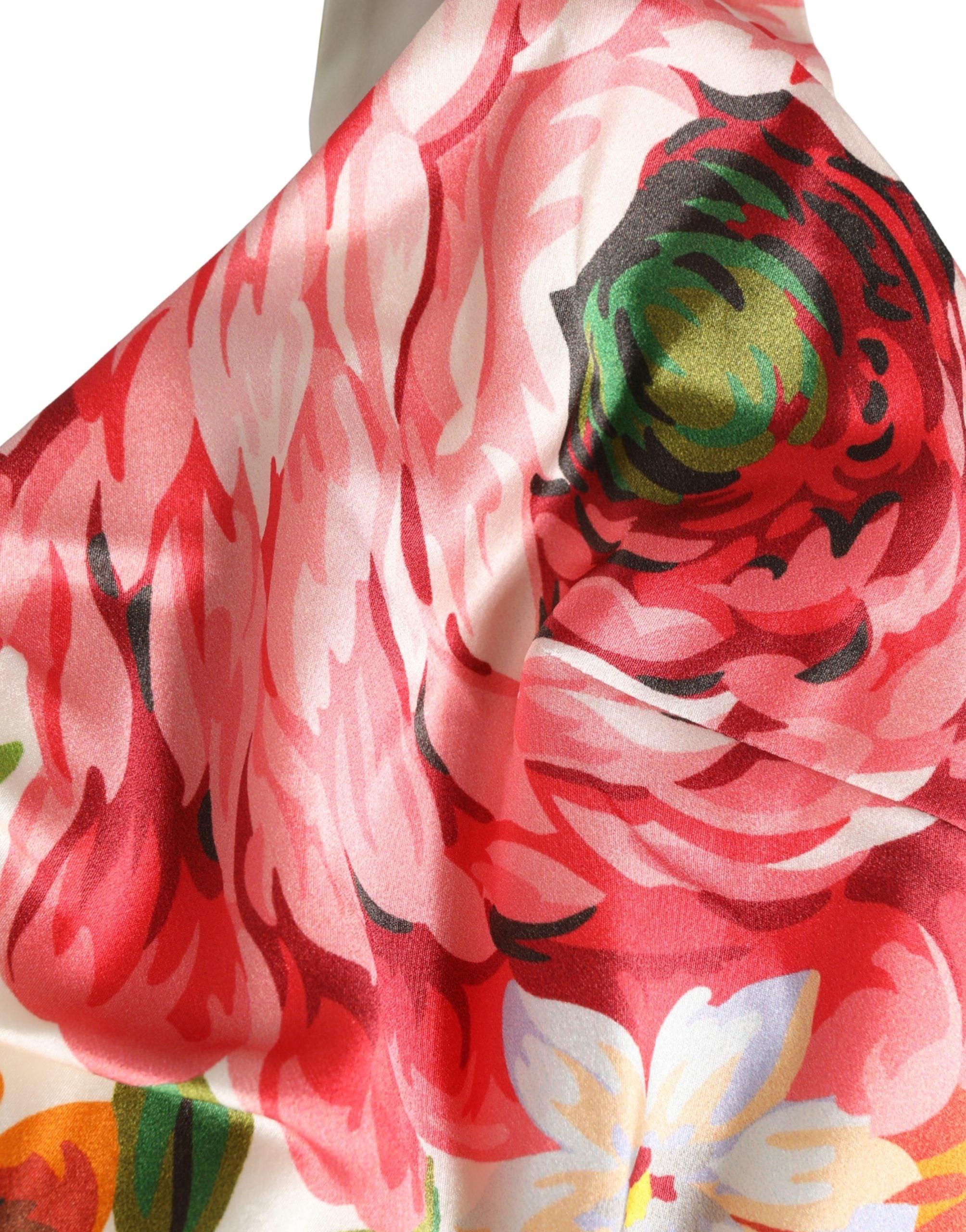 Dolce & Gabbana Multicolor Floral Print Silk Cropped Bustier Top Dolce & Gabbana