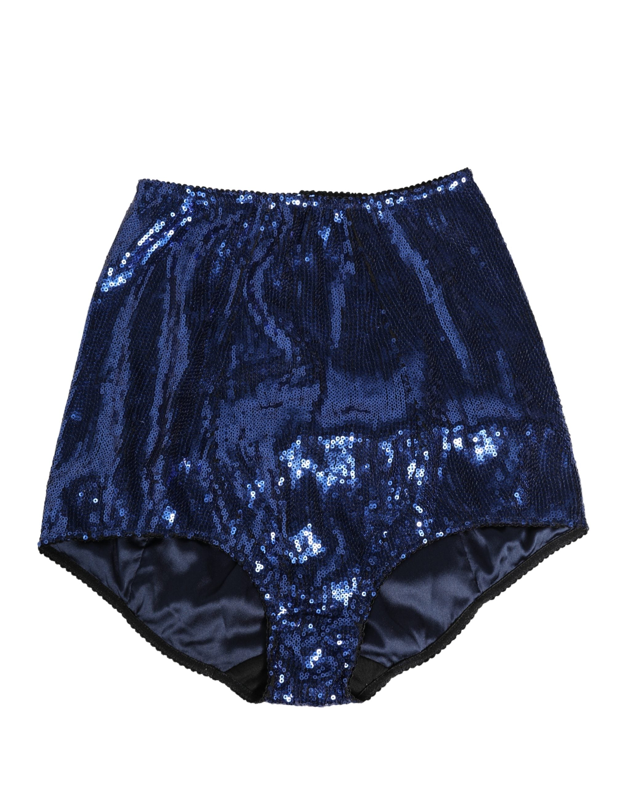 Dolce & Gabbana Blue Sequined High Waist Girdle Panty Underwear Dolce & Gabbana