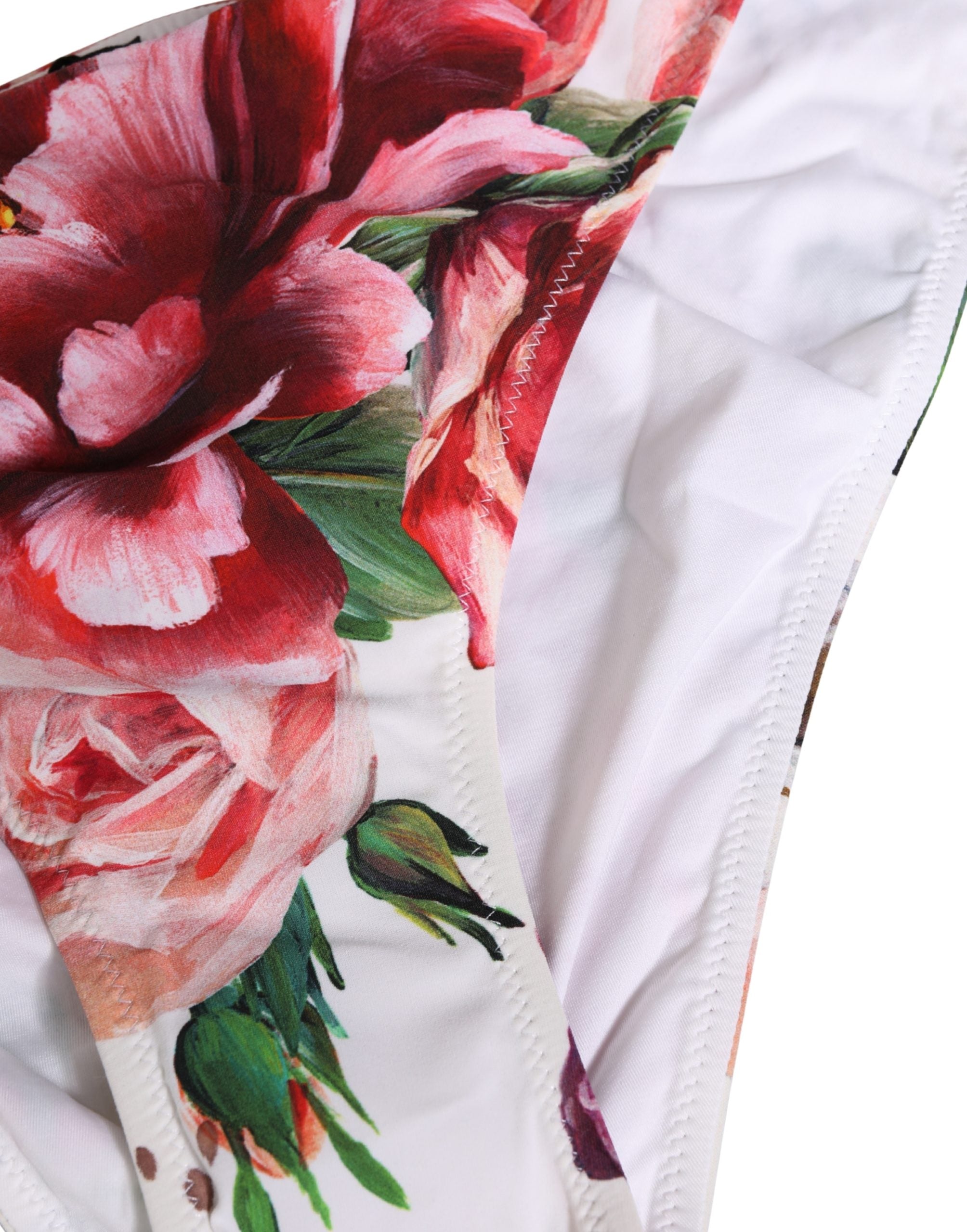 Dolce & Gabbana White Floral Print Swimsuit Bikini Bottom Swimwear Dolce & Gabbana