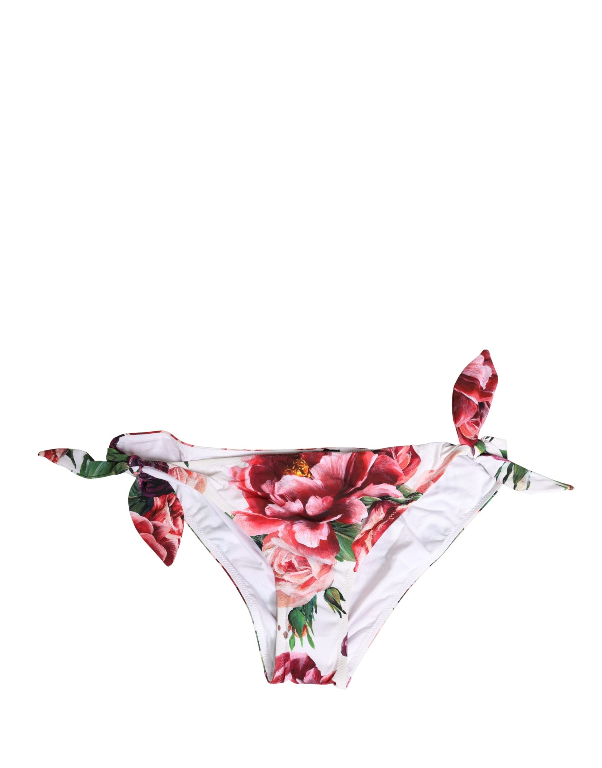 Dolce & Gabbana White Floral Print Swimsuit Bikini Bottom Swimwear Dolce & Gabbana