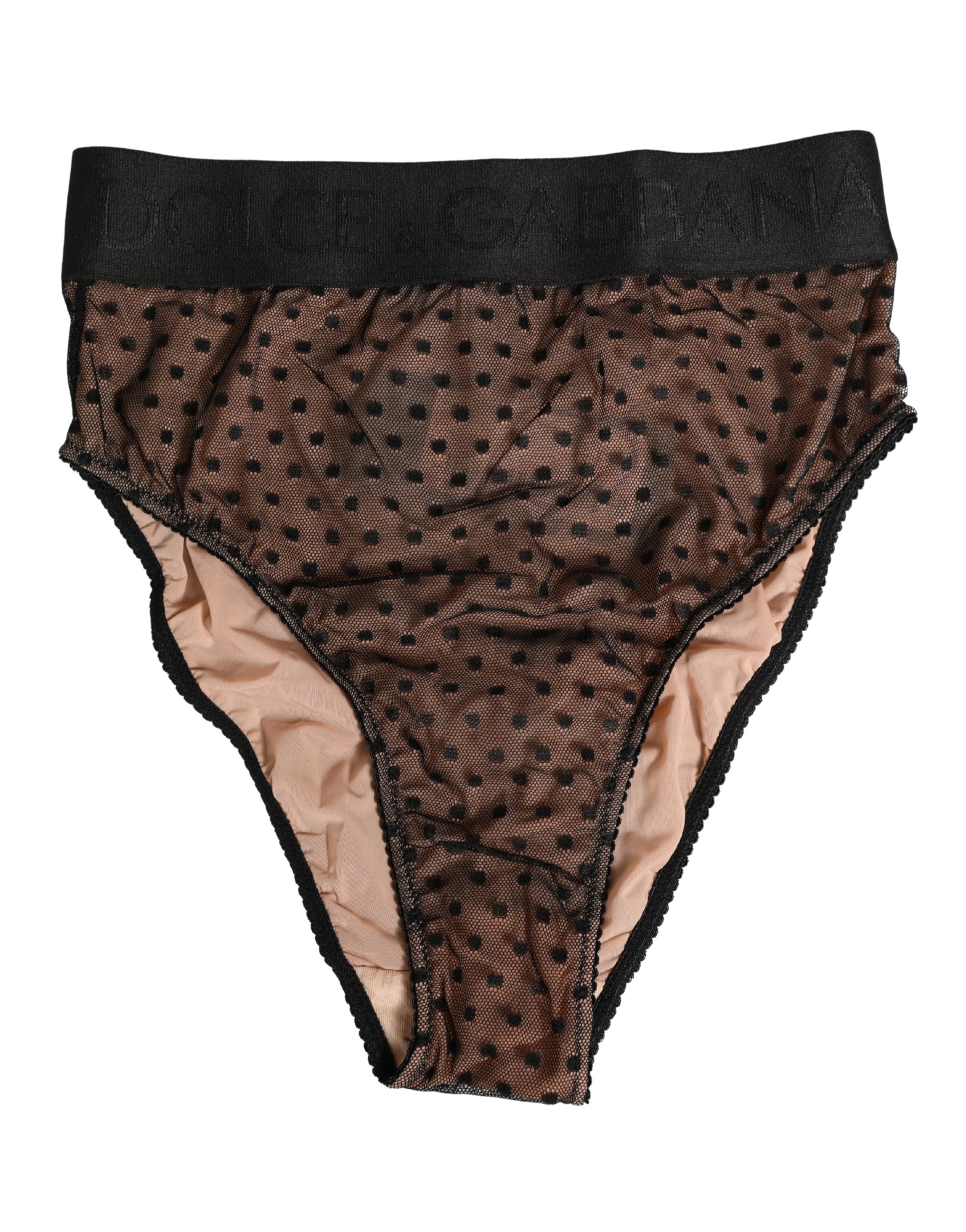 Dolce & Gabbana Black Beige Polka Dot Butterfly Brief Underwear Dolce & Gabbana